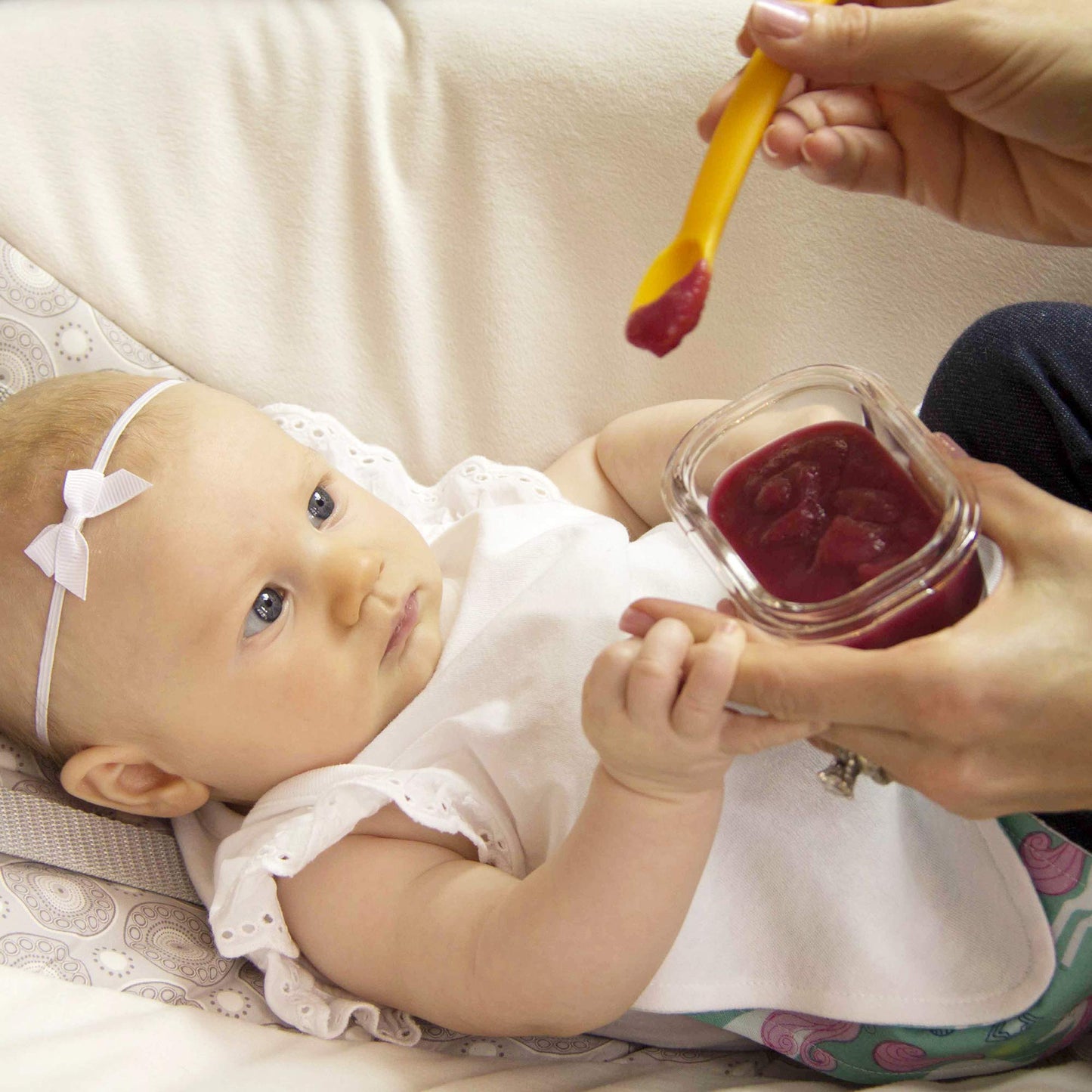 Innobaby Silicone Baby Spoon with Carrying Case Gum Friendly BPA, Mango