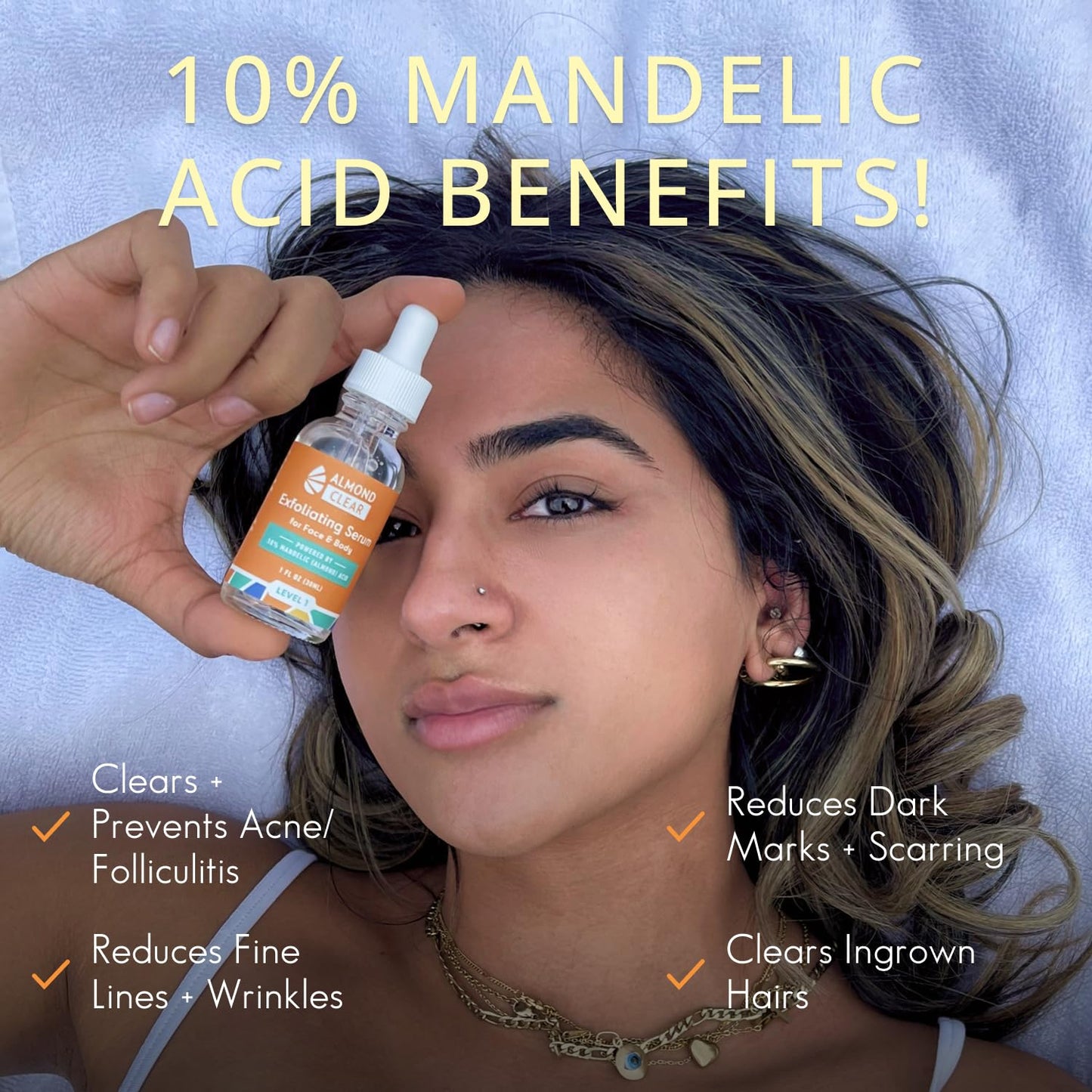 NEW! Body Clearing Serum - for body acne, folliculitis, ingrown hairs, dark spots - butt, chest, back, thighs, shoulders - mandelic acid - naturally antibacterial/antifungal | by AlmondClear