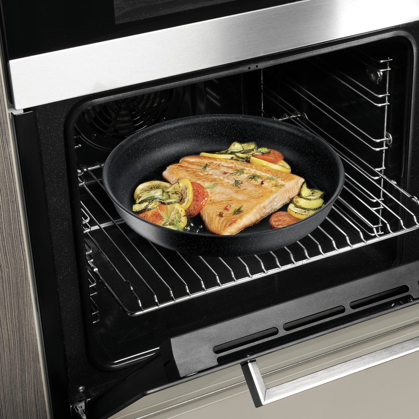 T-fal Ingenio Black Stone Batería de Cocina 8 piezas, Efecto Piedra con Mango Removible, Multifuncional, recubrimiento Mineralia+, Negro, L3999502