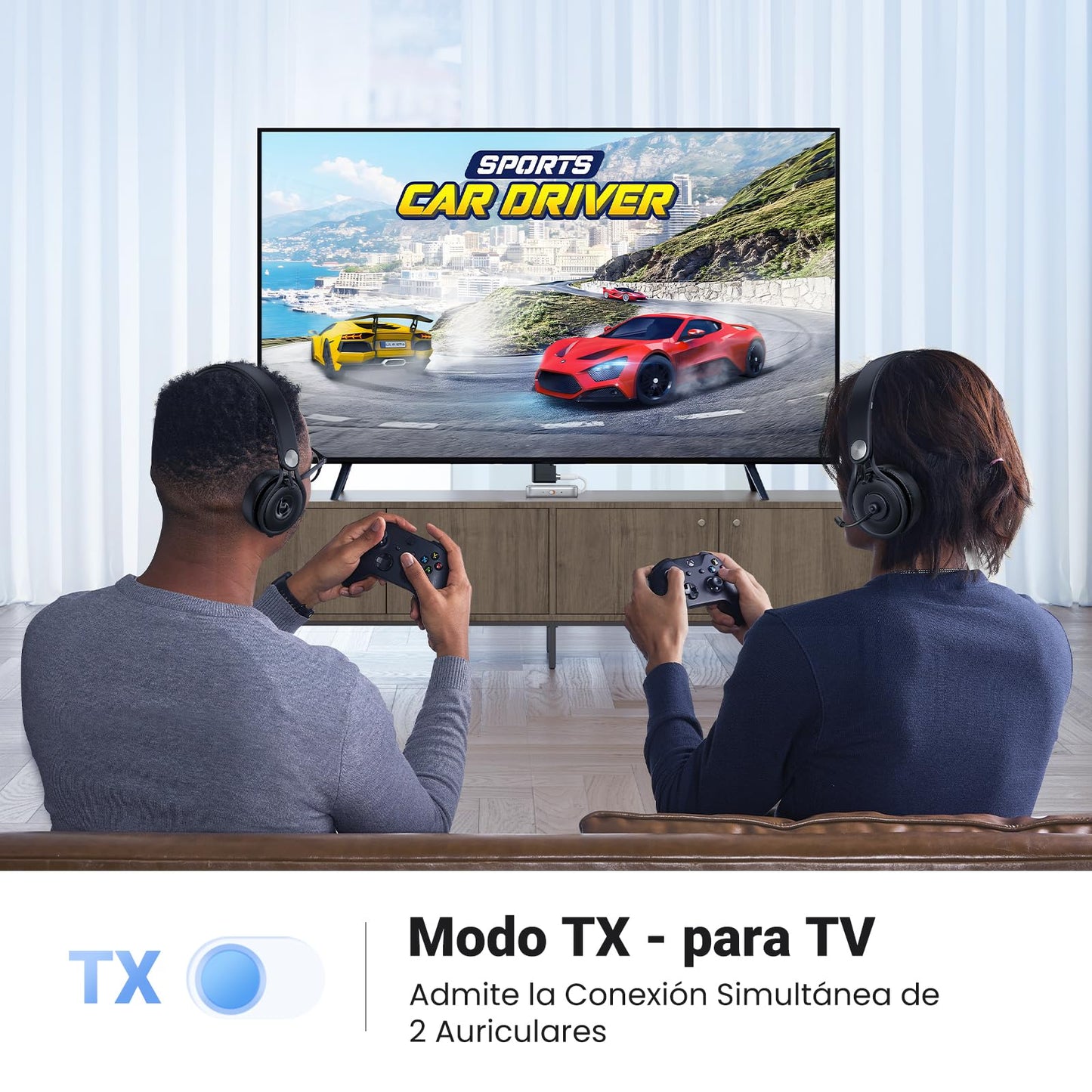 Adaptador Bluetooth UGREEN Negro Receptor Transmisor para 2 Airpods o Auriculares en Vuelo y TV