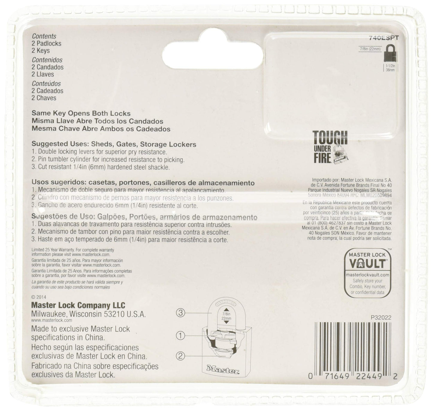 Juego de Candados Metálicos Master Lock Económicos 38 mm de Ancho 2 Piezas