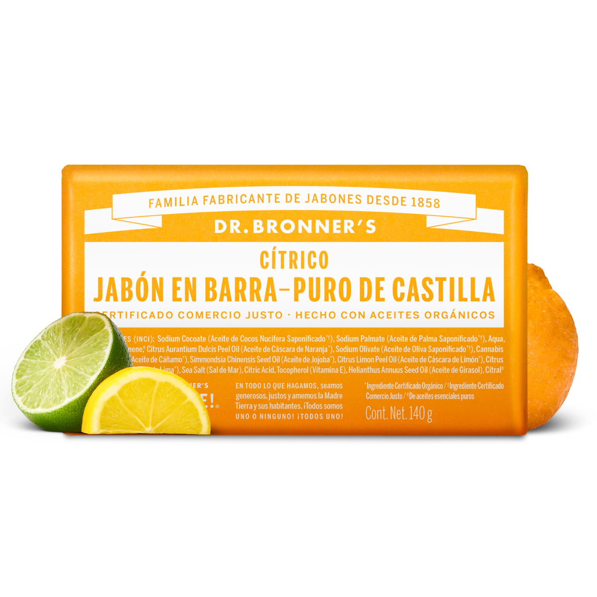 Dr. Bronner's | Jabón de castilla orgánico en barra, fórmula concentrada, antioxidantes naturales y frescura cítrica, con aceite esencial de Cítricos, aroma Cítricos (3 pack)