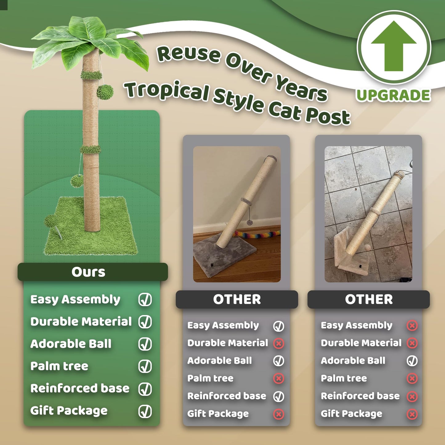 Rascador de Gato POMESEA Verde con Bolas Adorables para Gatos de Interior