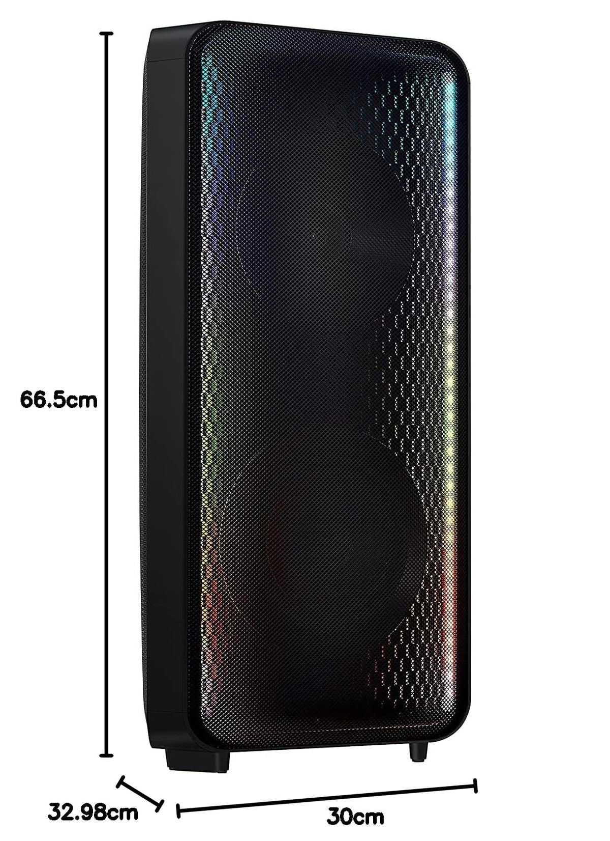 Torre de Sonido Samsung Negro Alta Potencia IPX5 Resistente al Agua con Luz de Fiesta y Multiconexión Bluetooth