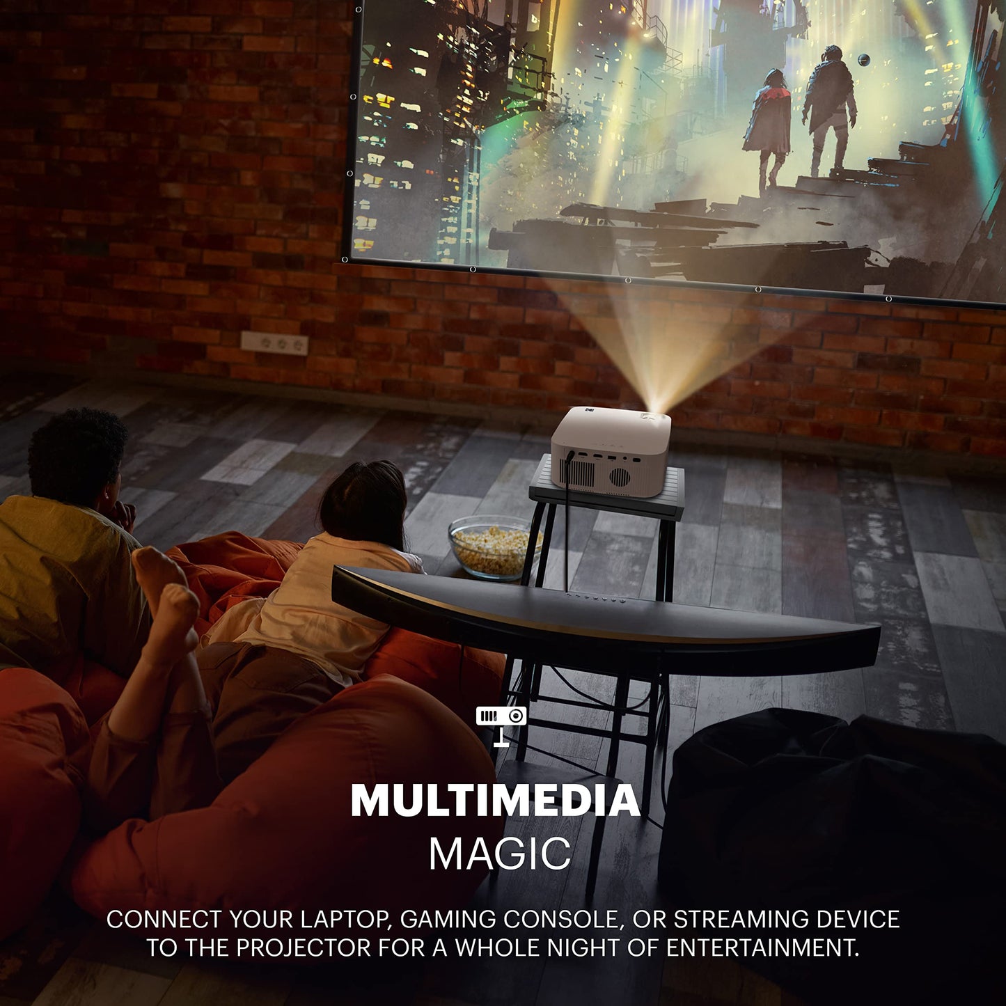 KODAK FLIK X10 - Kit de proyector multimedia Full HD | Mini sistema de cine en casa compacto portátil de 1080p con visualización de proyección de 100 pulgadas, control remoto, soporte de trípode,