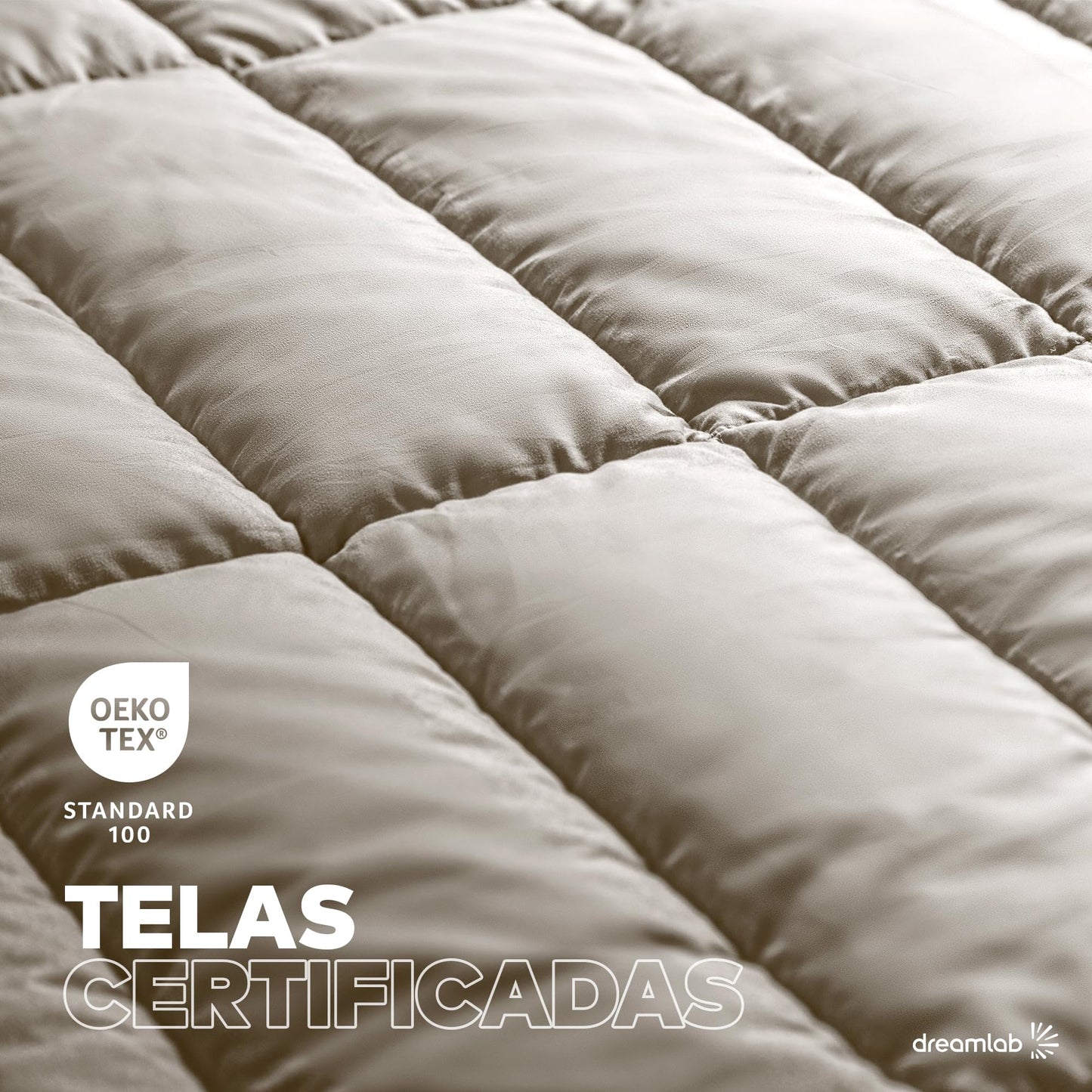 Dreamlab Edredón Acolchado para Toda Estación. Relleno de Microfibras Recubiertas con Gel. Lavado a Máquina. Usar como Edredón o con Funda Duvet. Hipoalergénico. (Beige, Matrimonial 195 x 223cm)