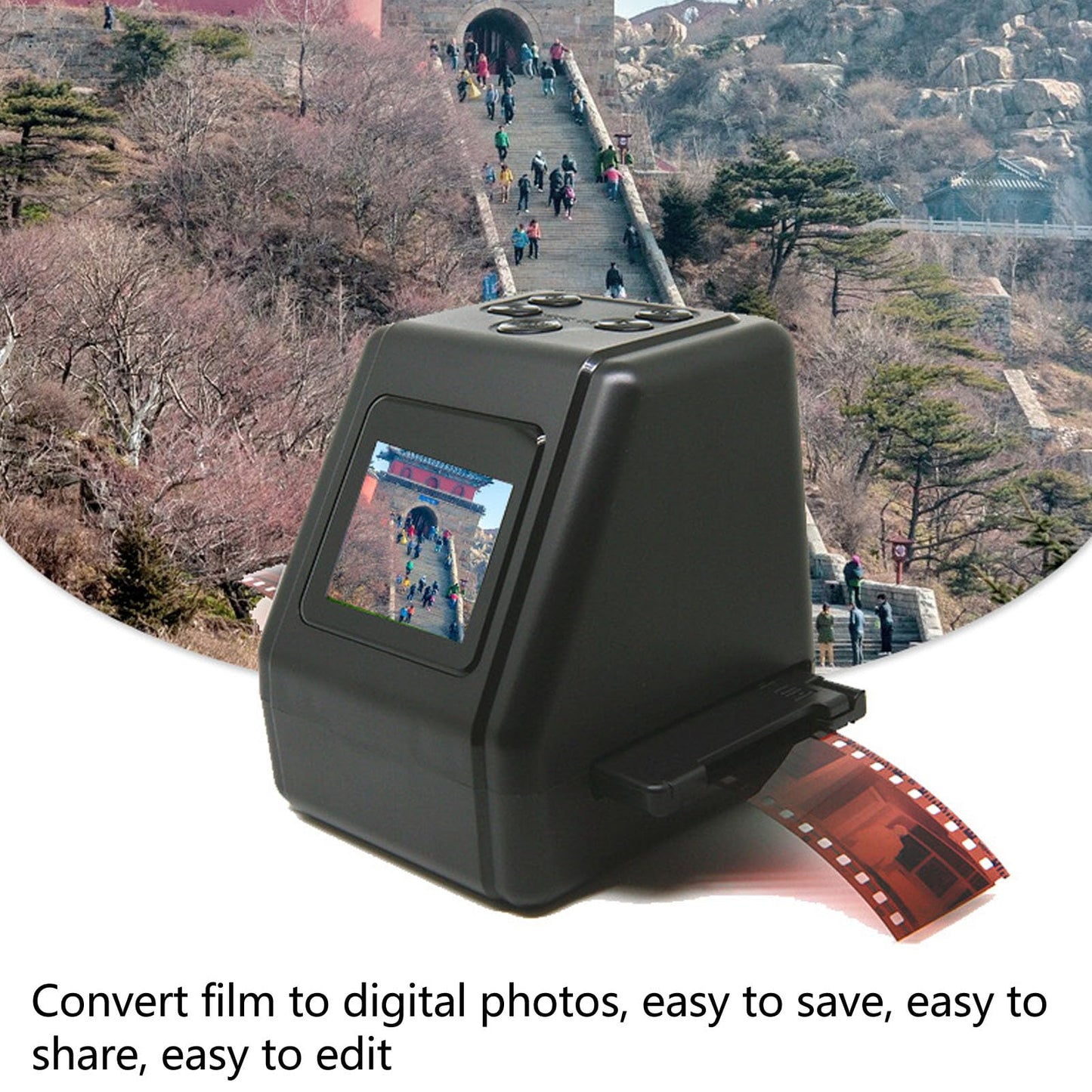 Fabater Escáner de Películas y Diapositivas, Escáner de Películas Digital, Convierte Diapositivas y Negativos de Películas de 135, 126, 110, Super 8 y 8 Mm en Imágenes JPG de 22 MP