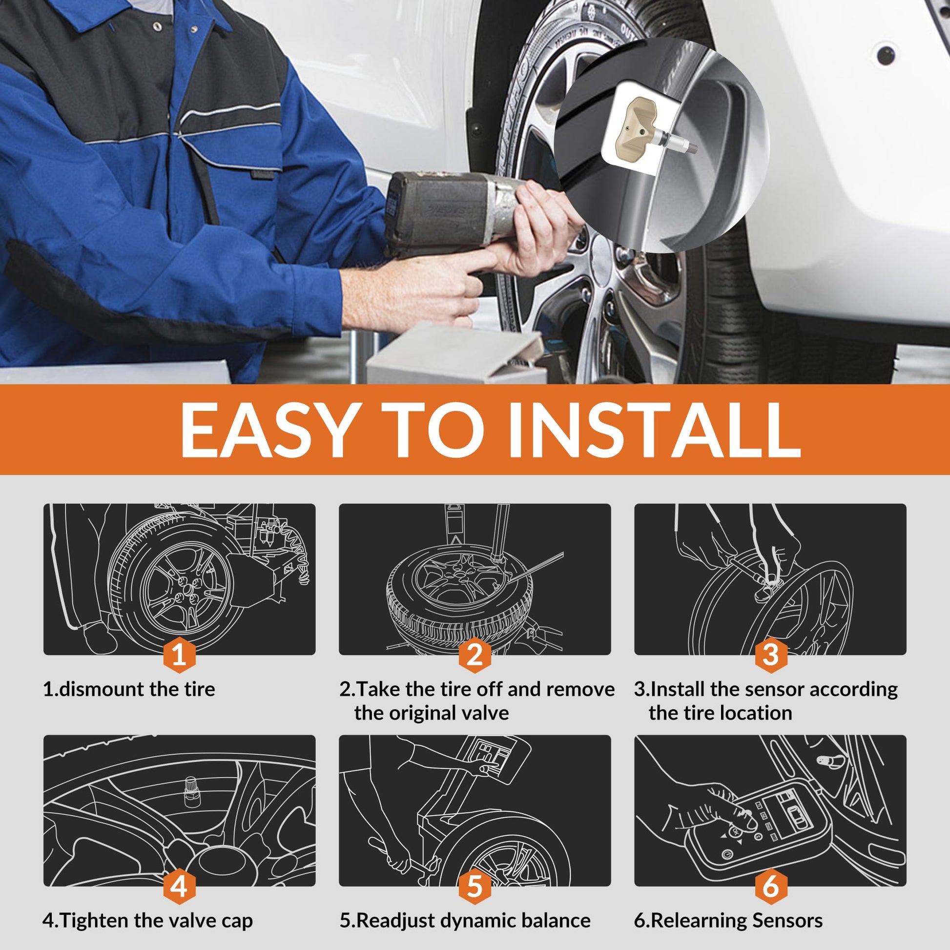 Sensor TPMS, Sensor de Sistema de Monitor de presión de neumáticos GM, Paquete de 4 Unidades para Chevy GMC Cadillac reemplaza #15114379 15122618 8151226180
