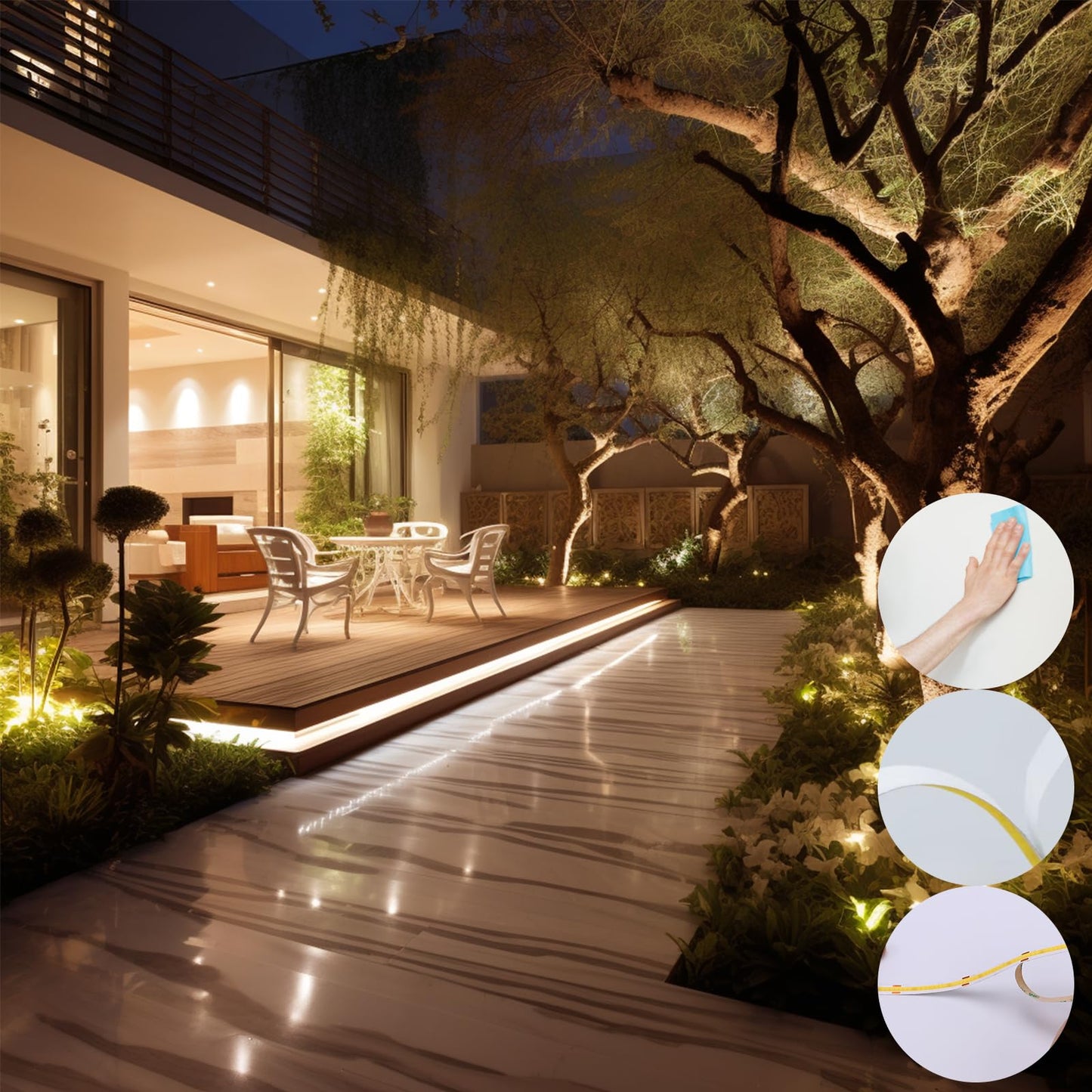 BENLUN Tira LED COB 24V 20 Metros (10 Metros x 2), 3000K Blanco Cálido Luces LED Exterior Impermeable, 11W/M CRI 93 Luz de LED Adhesiva con Transformador para Habitacion, Techo, Cocina