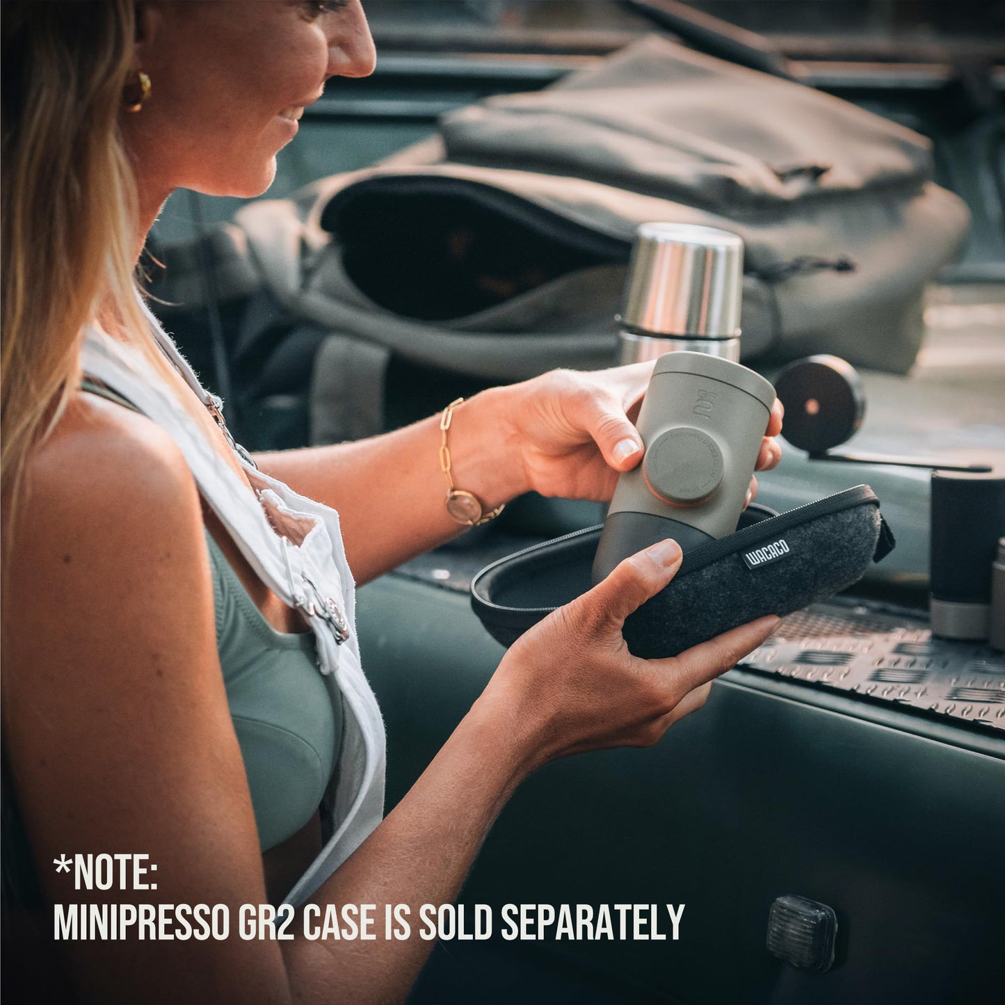 WACACO Minipresso GR2 - Cafetera de café molido compatible con máquina de café molido, portátil de 18 bares operado manualmente, cafetera espresso sobre la marcha, ultra pequeña para viajes, camping,