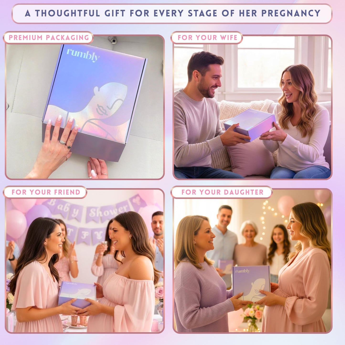 Rumbly 1. Trimestre Essentials Box para mujeres embarazadas – Regalo para mujeres embarazadas – Paquete de cuidado con artículos esenciales para nuevas madres y imprescindibles para el embarazo