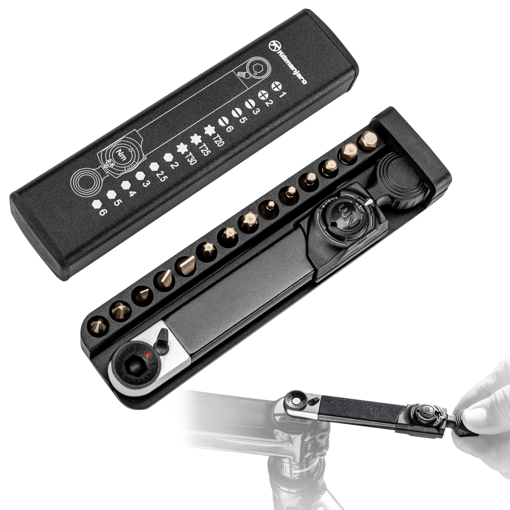 Herramienta para Bicicleta Kilimanjaro Cycle Series 15 en 1 Llave Dinamométrica de Precisión y Brocas Estuche de Almacenamiento