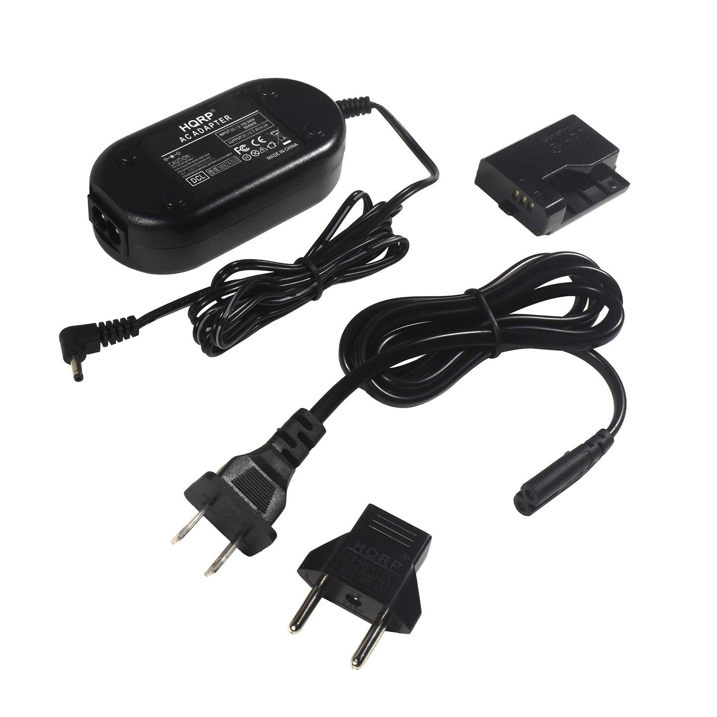 HQRP Kit adaptador de corriente alterna compatible con Canon ACK-E10 ACKE10 EOS T3 T5 T6 T7 T100, 1200D 1100D 1300D 1500D 2000D 4000D Kiss X50 Cámara digital Plus adaptador de enchufe euro
