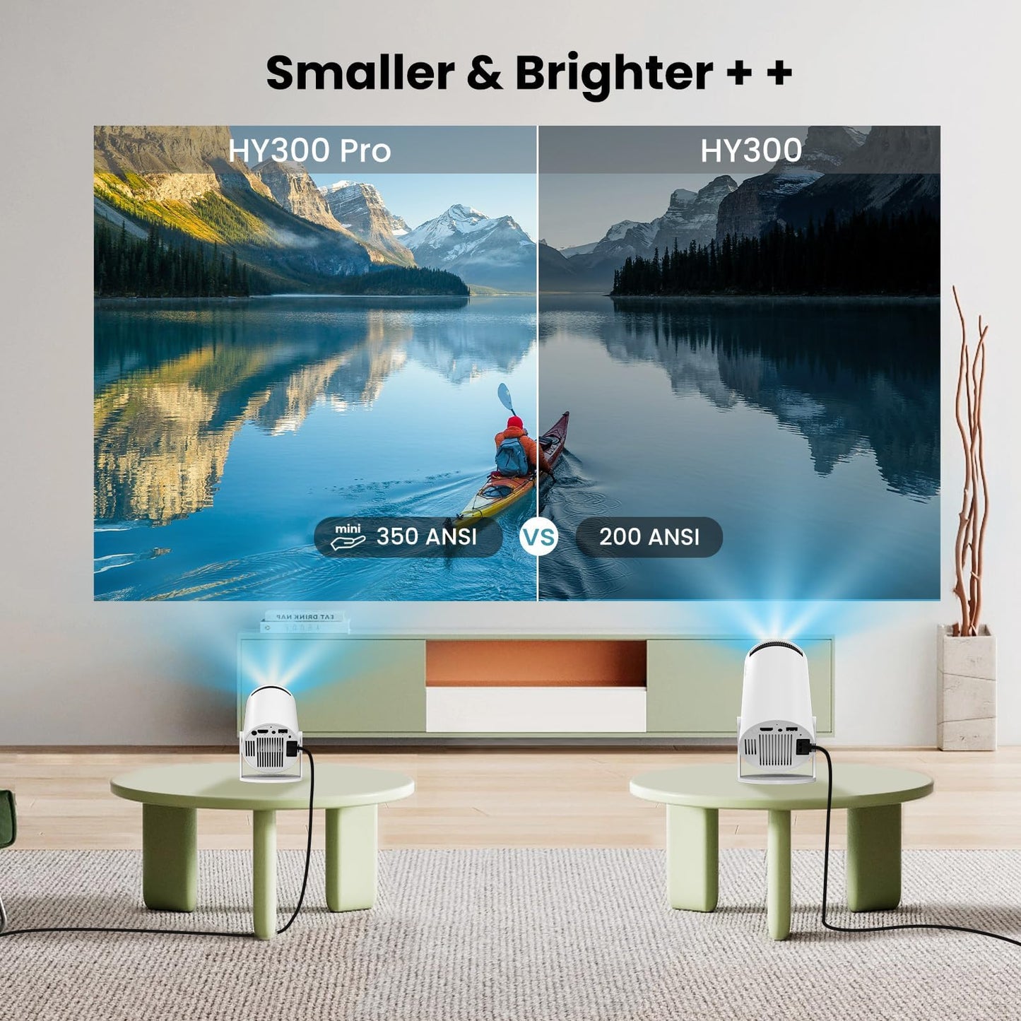 GILLAS Mini Proyector Inteligente con 4K 5G WiFi, Experiencia de Pantalla Grande con Sonido Premium, Pantalla de 150 Pulgadas,Proyector de Películas Bluetooth 5.2 Compatible con Android/iOS/HDMI/USB