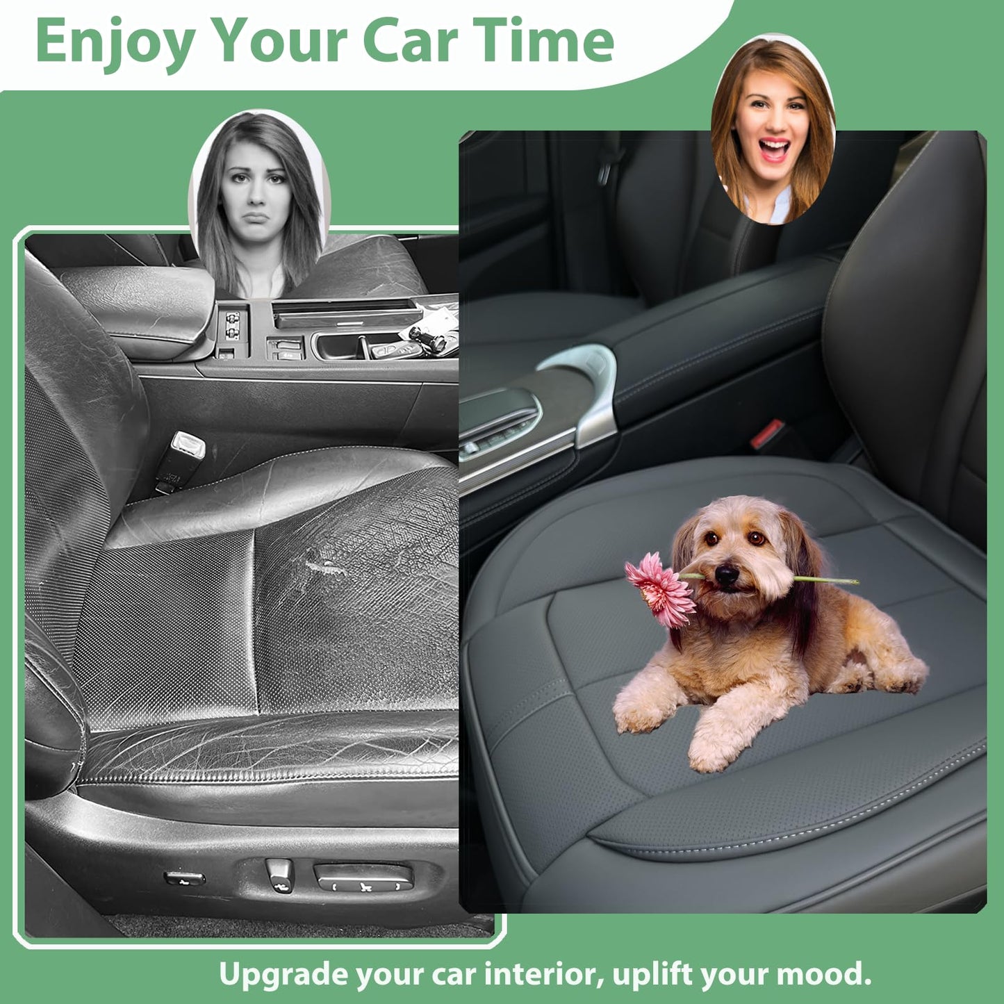 HOMOSTARRY 2 piezas de fundas de cuero para asiento delantero de coche, solo parte inferior, acolchado antideslizante, funda de cojín de asiento con función de almacenamiento, ajuste universal para la