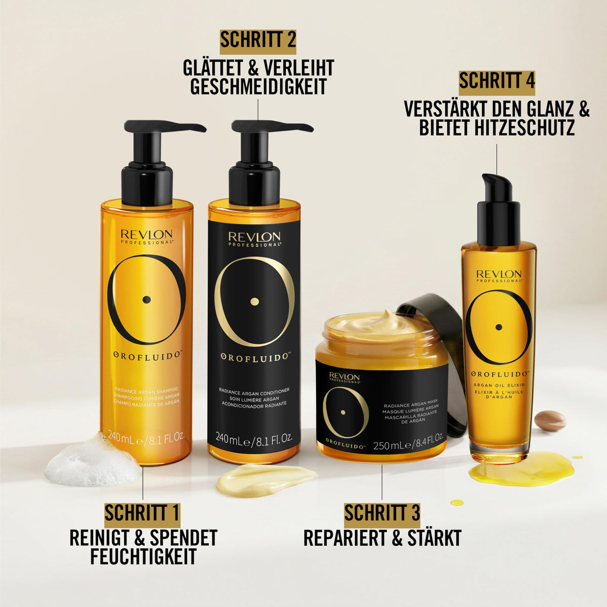 Orofluido Champú con Aceite de Argán para Todo Tipo de Cabello, Hidrata, Suaviza y da Brillo, 1000 ml'