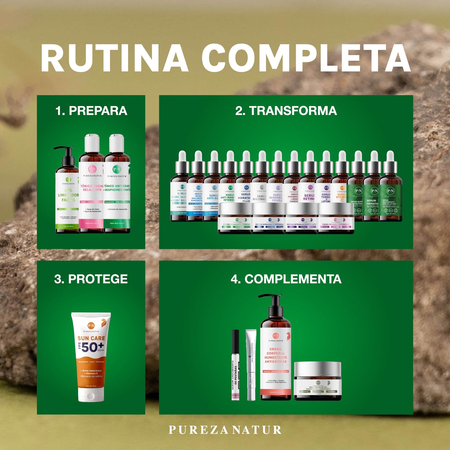 PUREZA NATUR Suero Facial aclarante intensivo para paño en cara y cuerpo + Acido Hialuronico facial + Vitamina C | Serum que Humecta y aclara la piel desvanece arrugas, manchas y repara cutis face repair skincare