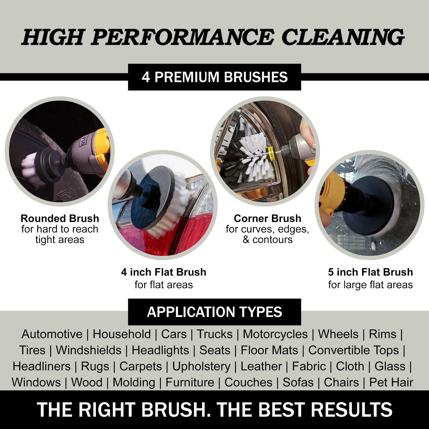 Automotriz Blanco Suave - Taladro Pincel - Limpiador de Cuero - Kit Car Wash - Productos de Limpieza de Coches - Wheel Cleaner Brush - Kit Car Detailing - Alfombra de Coches - Interior, Vinilo