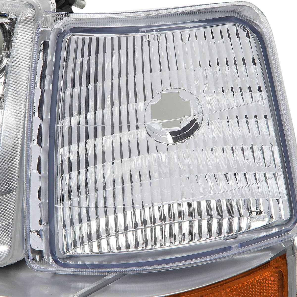 DNA MOTORING Conjunto de Faros HL-OH-DD974P-BK-AM (Lado del Conductor y del Pasajero), HL-OH-F15092-6P-CH-AM, Reflector ambarino de la Cubierta del Cromo