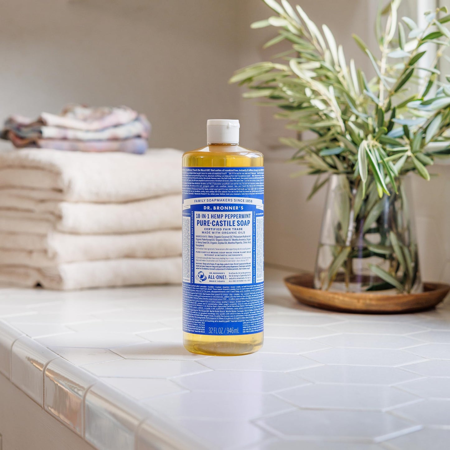 Dr. Bronner's Jabón castil líquido puro, menta, 25 Fl. Oz