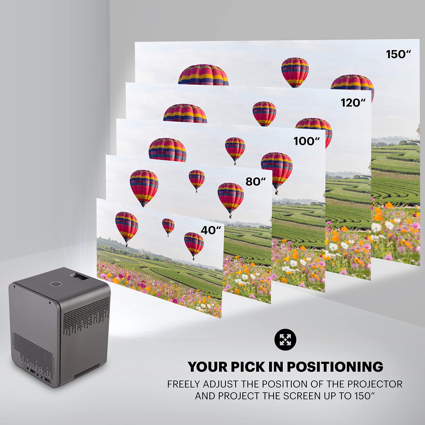 KODAK FLIK HD10 Proyector inteligente | Android TV 1080P FHD Sistema de proyección de video con Google Assistant, Wi-Fi, Bluetooth 5.0, HDMI, USB, Aux y altavoces duales integrados de 5 W | iOS y