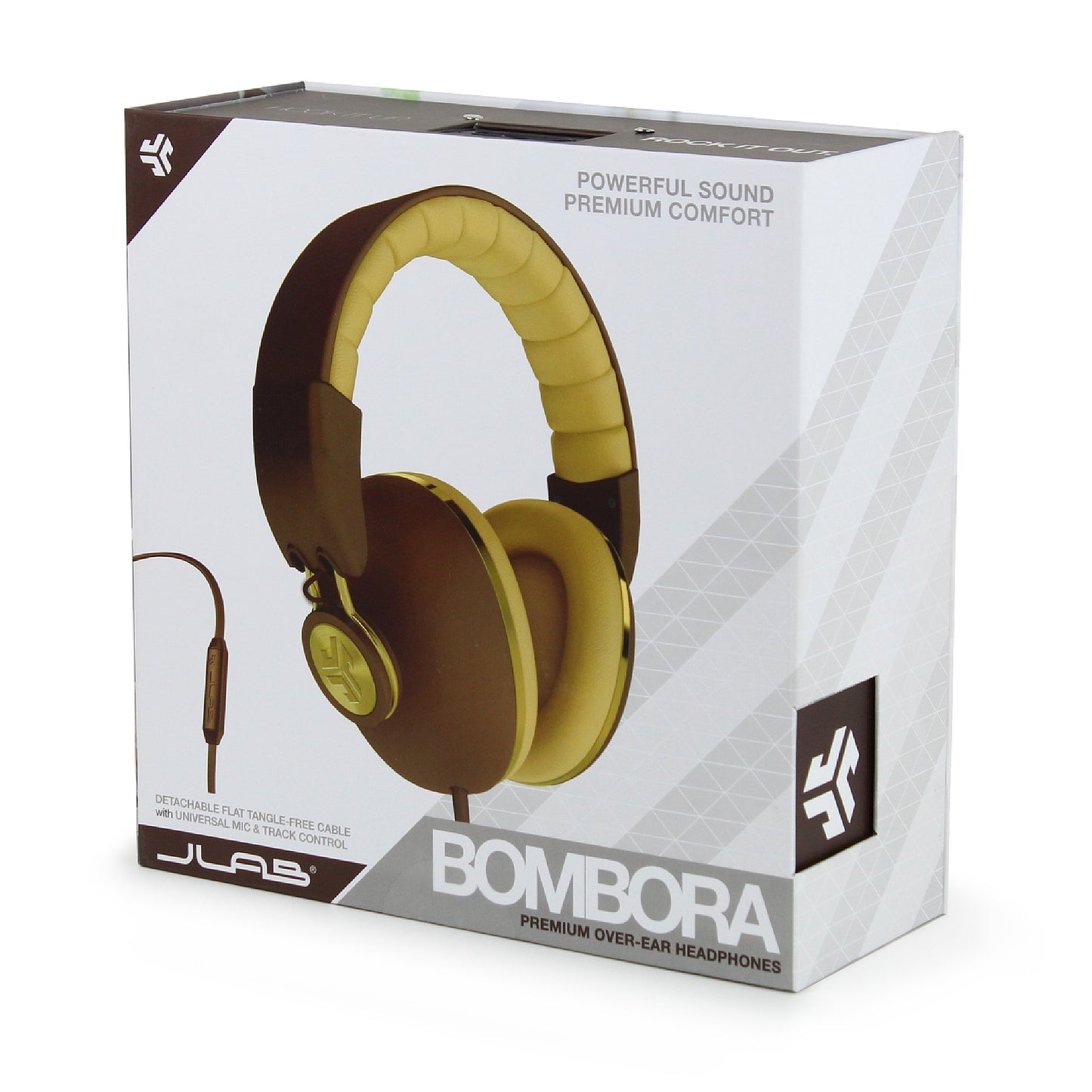 JLab BOMBORA-MBRNGLD-BOX Bombora Over-Ear Audífonos with Universal Mic, Matte Brown/Gold