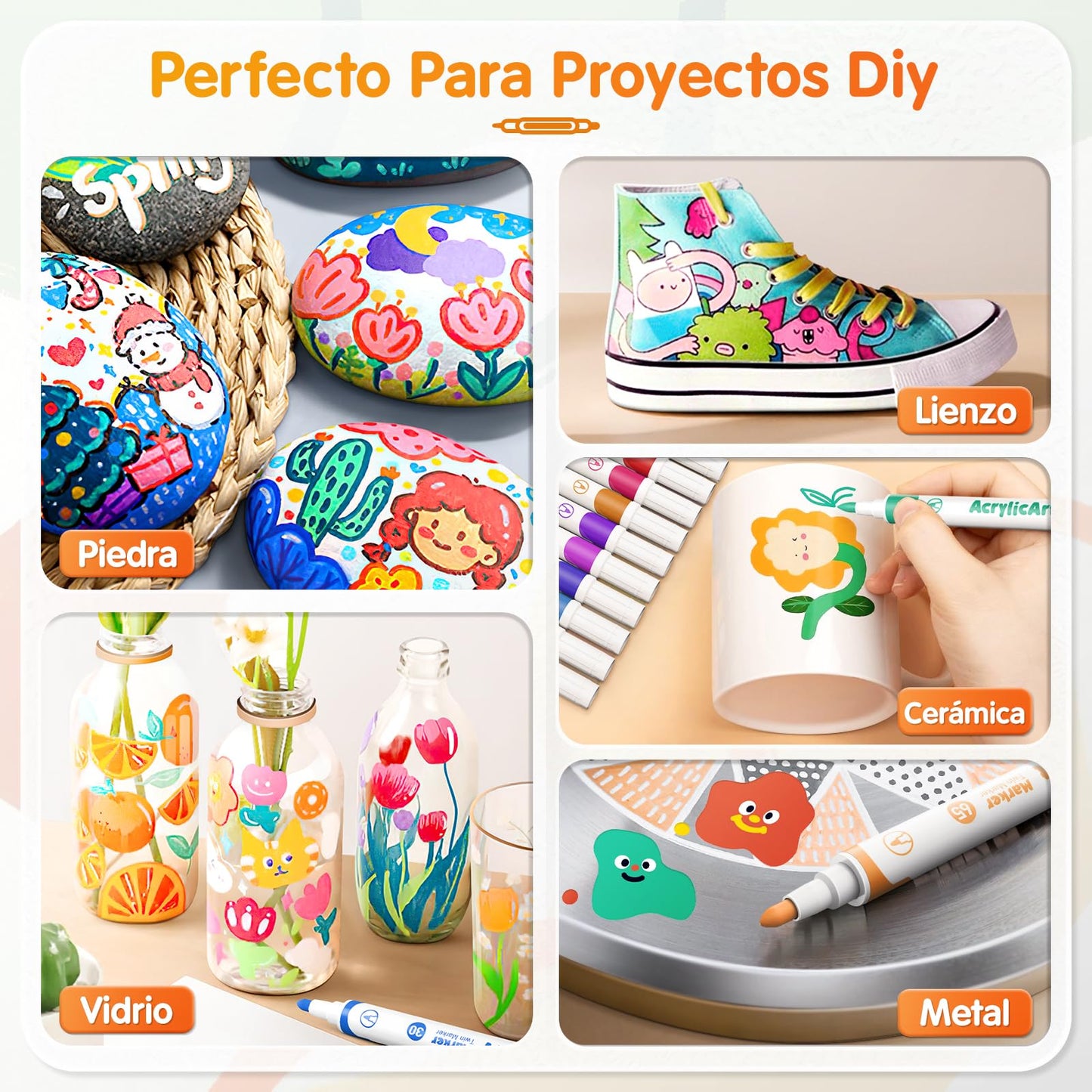 36 Colores Marcadores de Pintura Acrílica de Doble Punta Tinta de Secado Rápido Colores Brillantes Resistentes al Agua y al sol Fáciles de Llevar Aplicables en Papel Vidrio Cerámica y Más