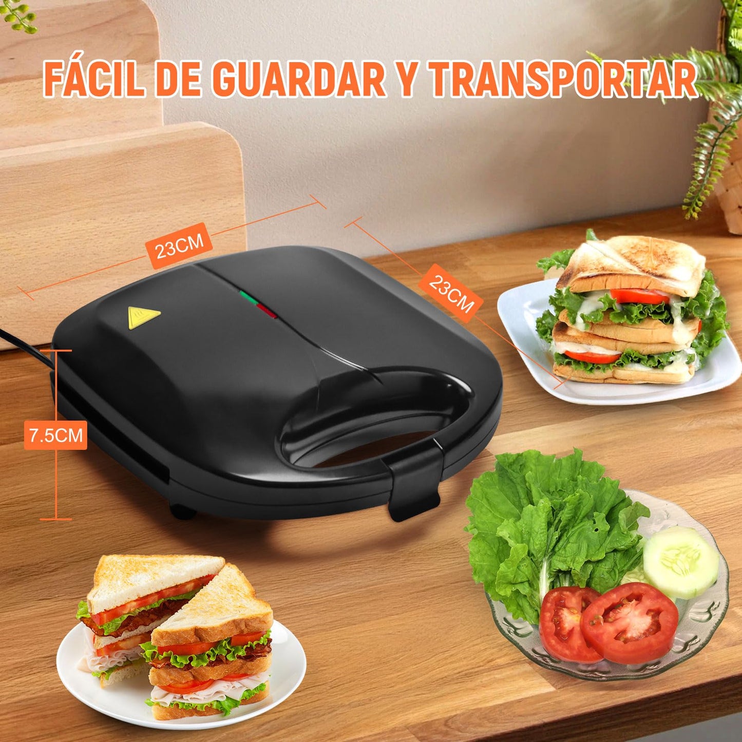 LSXD Sandwichera 750W, Panini Electrica con Recubrimiento Antiadherente, Luz Indicadora, Fácil de Limpiar, Mini Prensa para Hacer 2 Sandwiches, Pequeños Cocina Electrodomesticos (Negro)