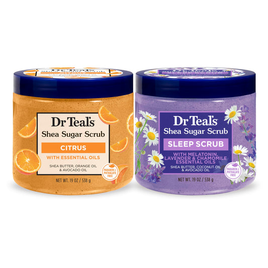 Exfoliante Corporal Dr Teal's Shea Sugar con Vitamina C y Sleep Blend Día y Noche