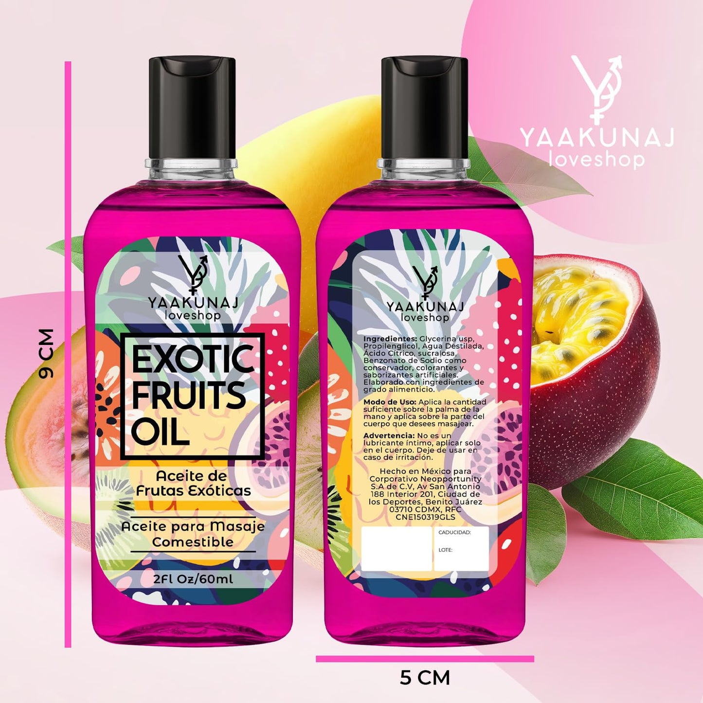 Aceite Para Masaje Yaakunaj Love Shop Fruta Exotica Comestible 60 ml