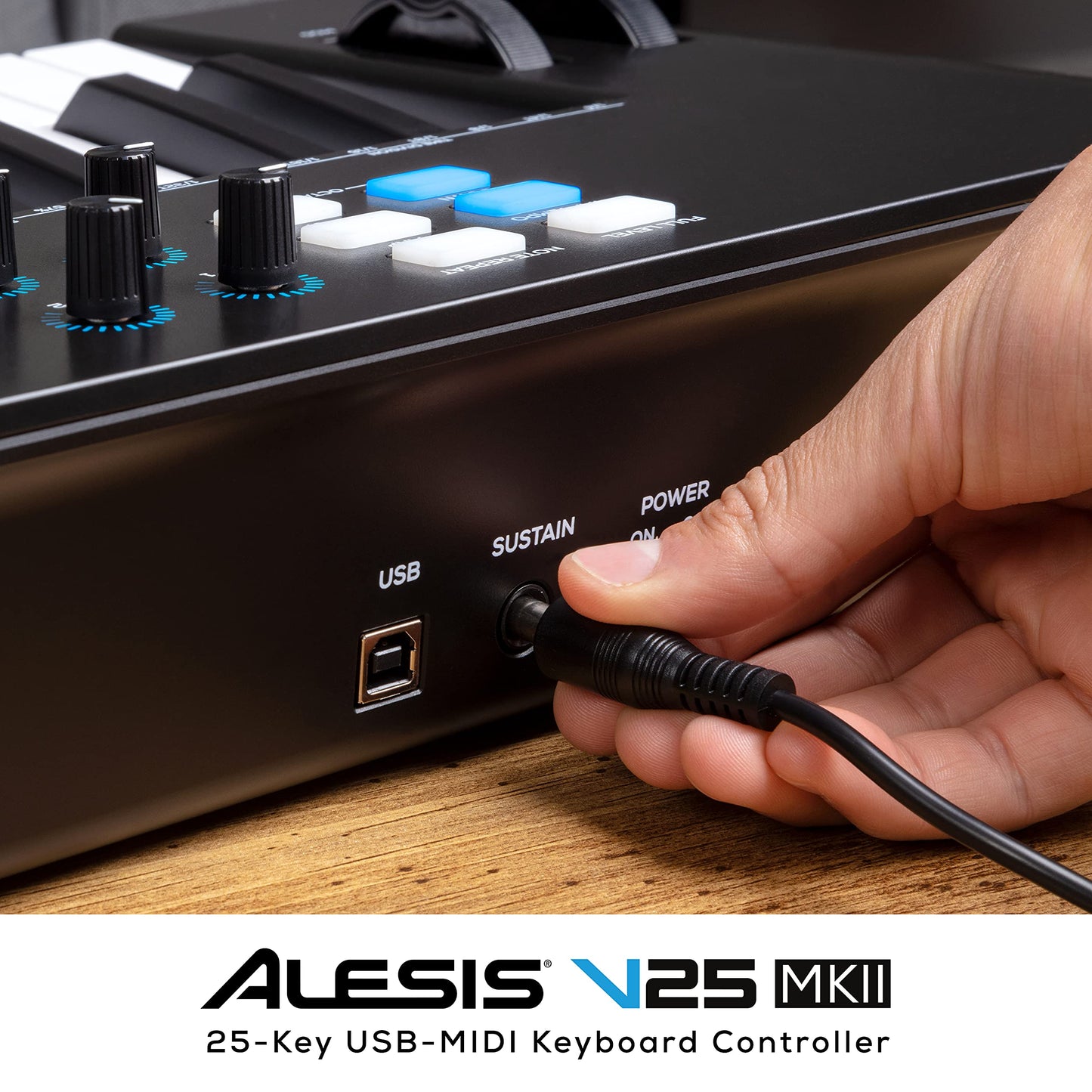 Alesis V25 MKII - Teclado Controlador MIDI USB, 25 teclas sensibles a la velocidad, 8 Pads con Full Level, Arpegiador, Rueda Pitch/Mod, Note Repeat y Suite de software