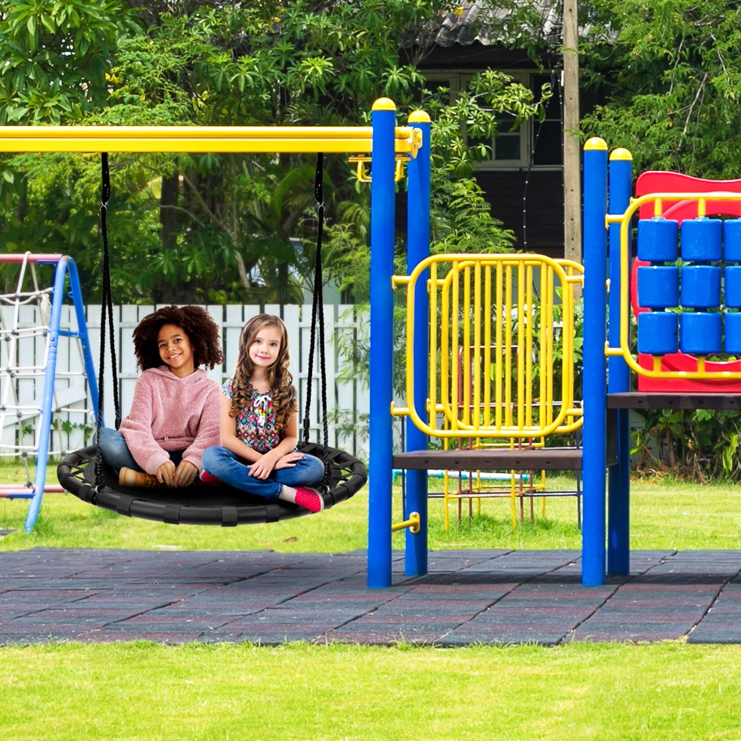 Columpio Ronda para Niños Sorbus Negro con Accesorios para Interior y Exterior