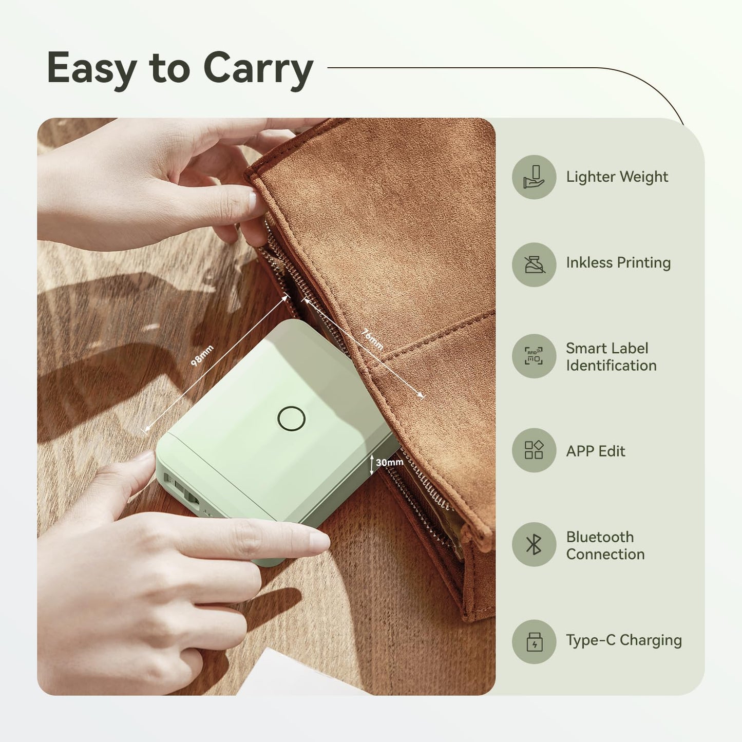 NIIMBOT D110 - Mini máquina para etiquetar con cinta, impresora térmica Bluetooth portátil, etiquetadora de calcomanías con múltiples plantillas para organización de oficina, hogar, cocina, escuela,