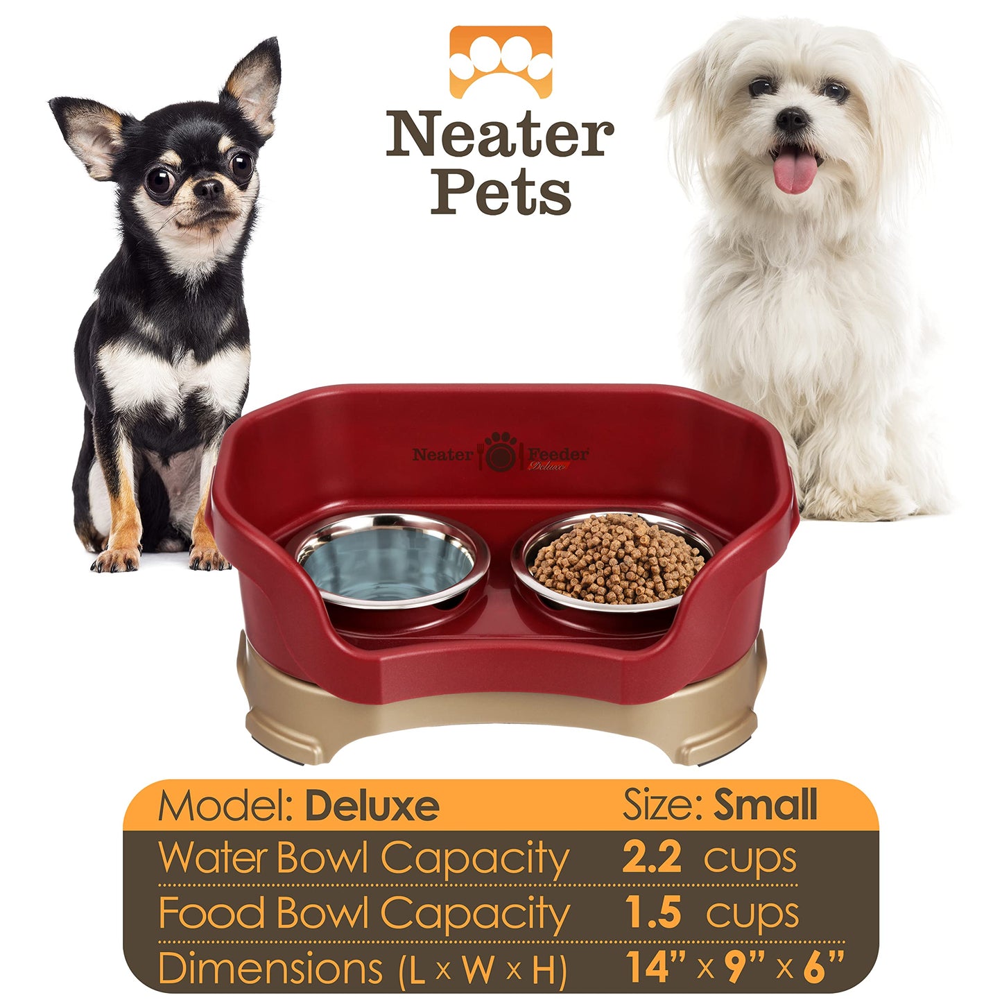 Comedero Elevado Antiderrame Neater Feeder Deluxe Rojo Arándano para Perro Pequeño