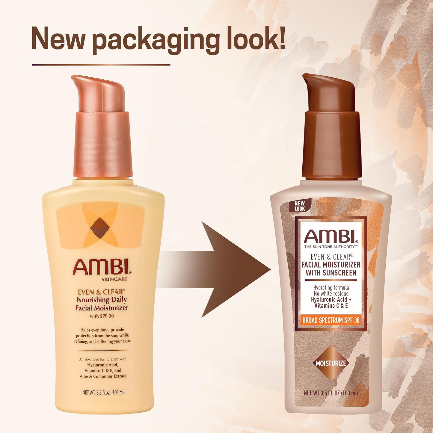Hidratante Facial Diario Ambi Even & Clear con SPF 30, Ácido Hialurónico y Aloe - Equilibrio del Tono de Piel y Protección Solar - 3.5 Onzas.