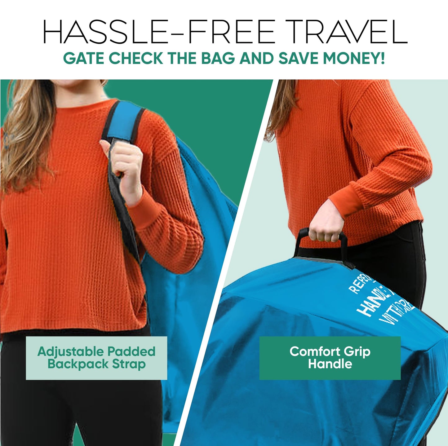 Bolsa de Viaje Reperkid Negro Verde para Asiento de Coche en Avión 33 Pulgadas