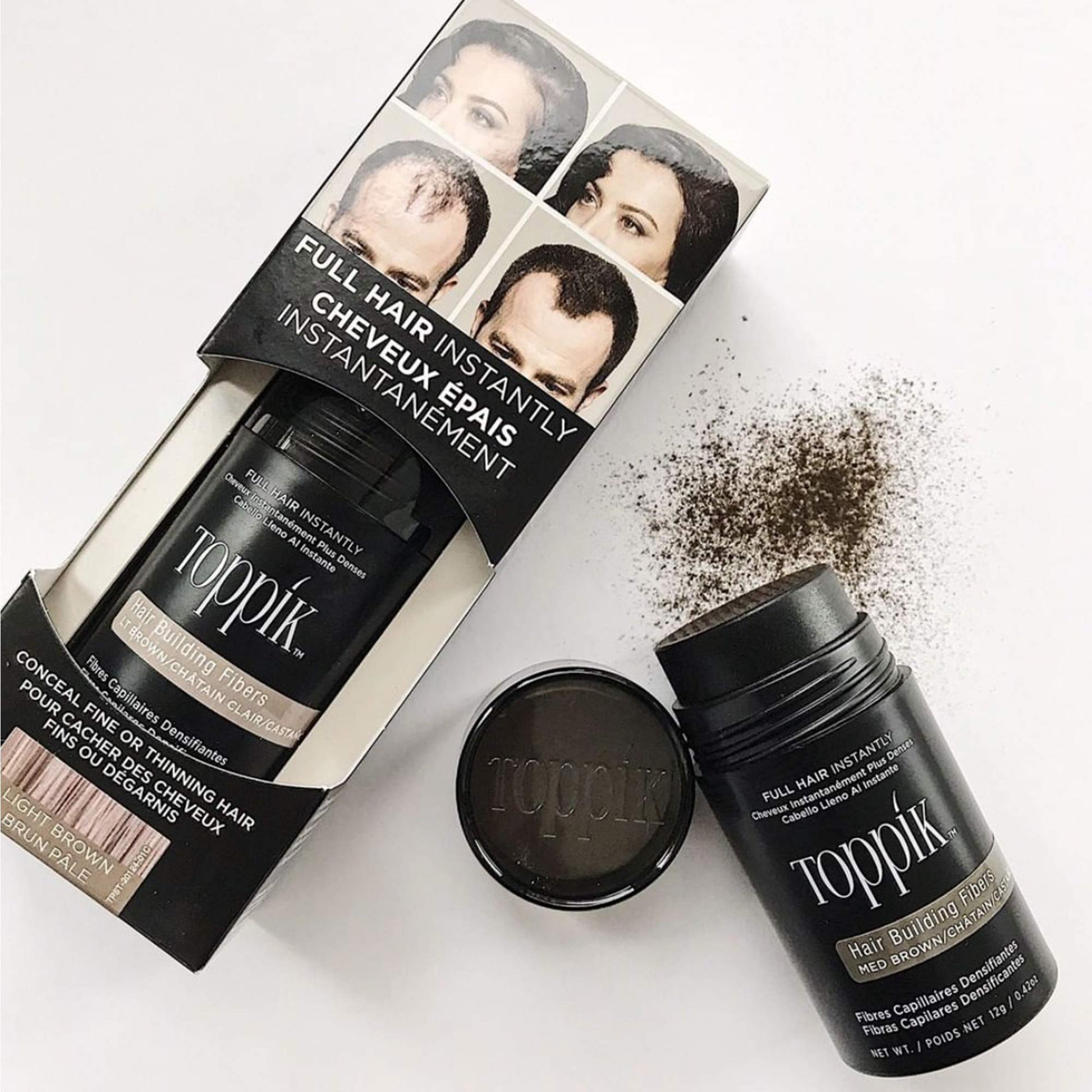 TOPPIK Hair Building Fibers, Medium Brown, 1.94 oz.