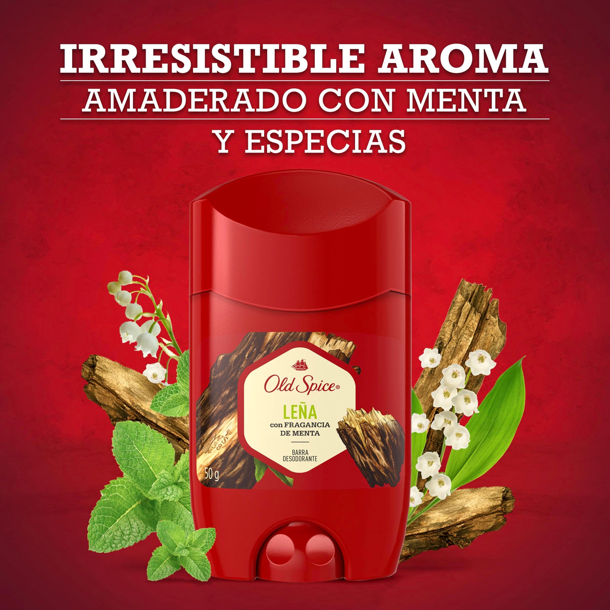 OLD SPICE, Pack de 3, Desodorante en Barra, Leña, Aroma a Leña Fresca, Adiós Mal Olor, Cuidado para Hombre, 50 g c/u