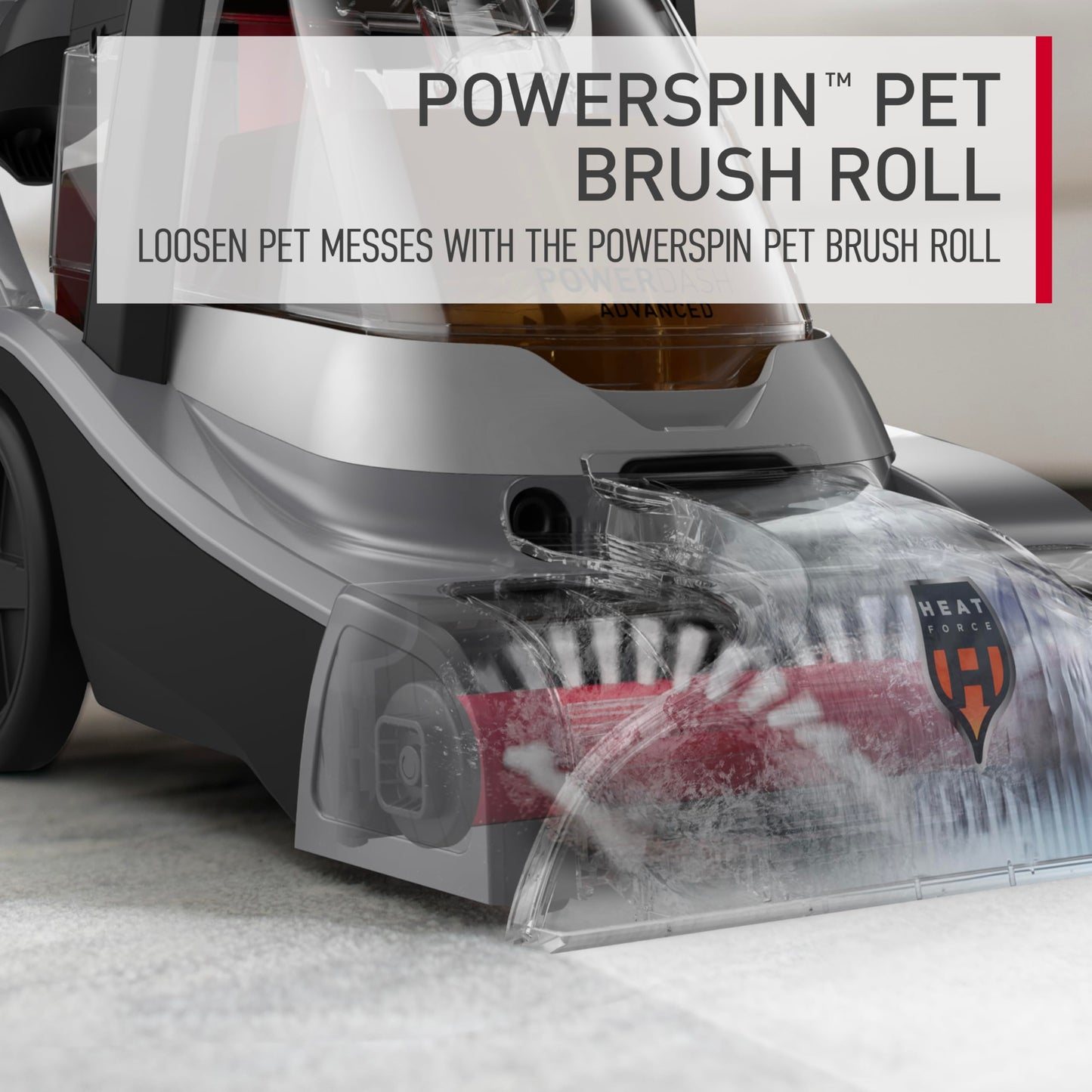Hoover PowerDash - Máquina limpiadora de alfombras compacta avanzada para mascotas con limpieza por encima del piso, máquina ligera de champú para alfombras, combina con una solución limpiadora de