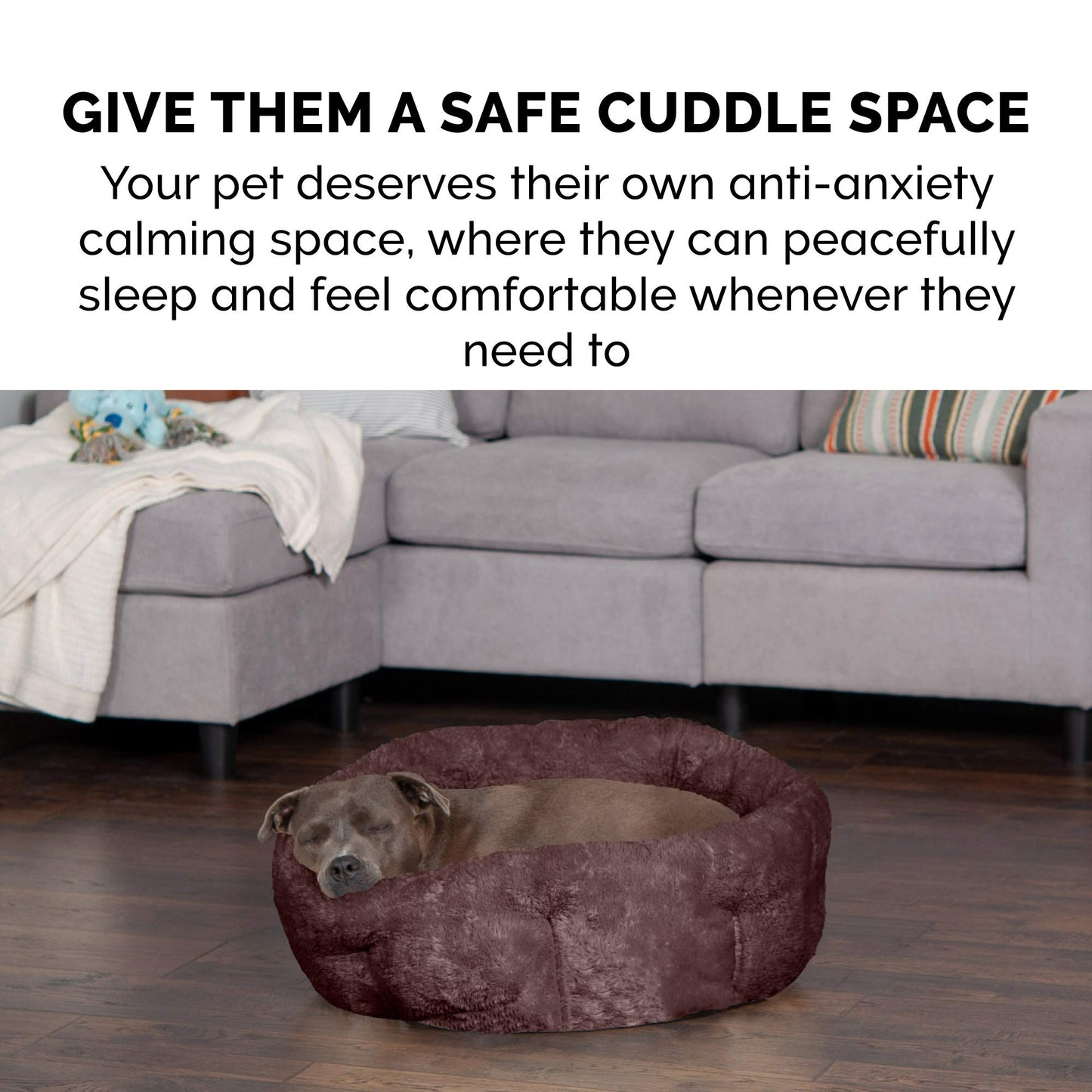 Furhaven 23" Round Medium Dog Bed Hi Lo Self-Warming Luxury Plush Faux Fur Cuddler, Washable - Sable Brown, Medium