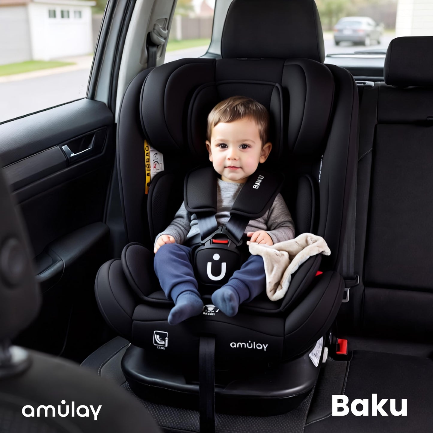 Amulay Autoasiento Baku 360° ISOFIX i-Size, 0 a 12 Años, Negro