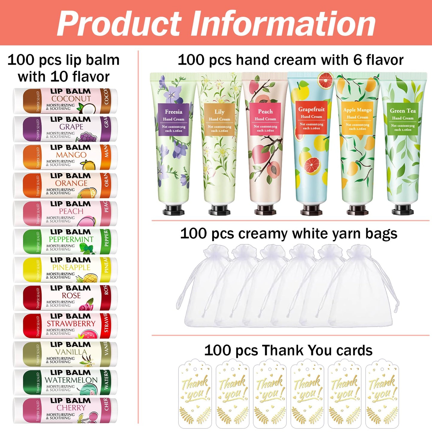 Set de Cremas de Manos y Bálsamos Labiales AZEN a Granel con Bolsa de Organza para Despedida de Soltera