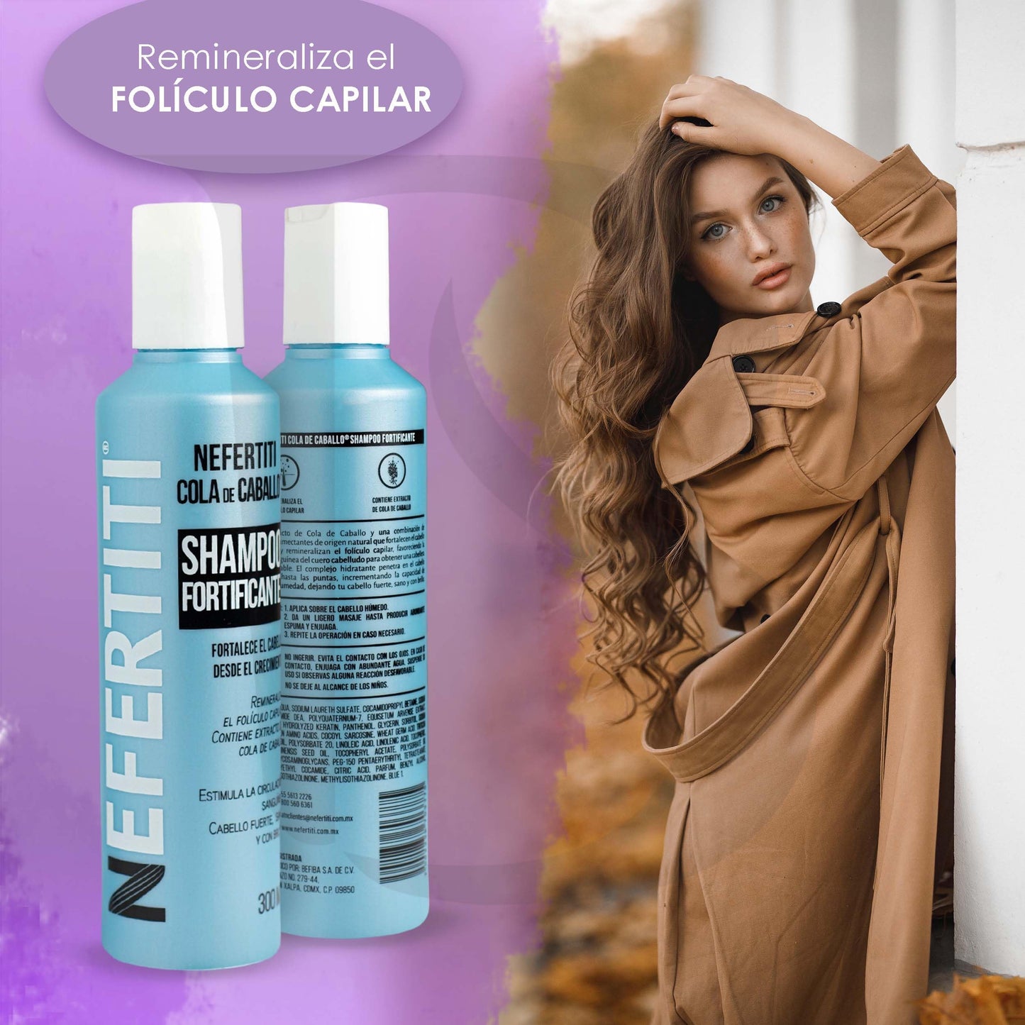 Shampoo Nefertiti Cola de Caballo con Keratina para Fortalecer y Estimular el Crecimiento del Cabello 300 ml