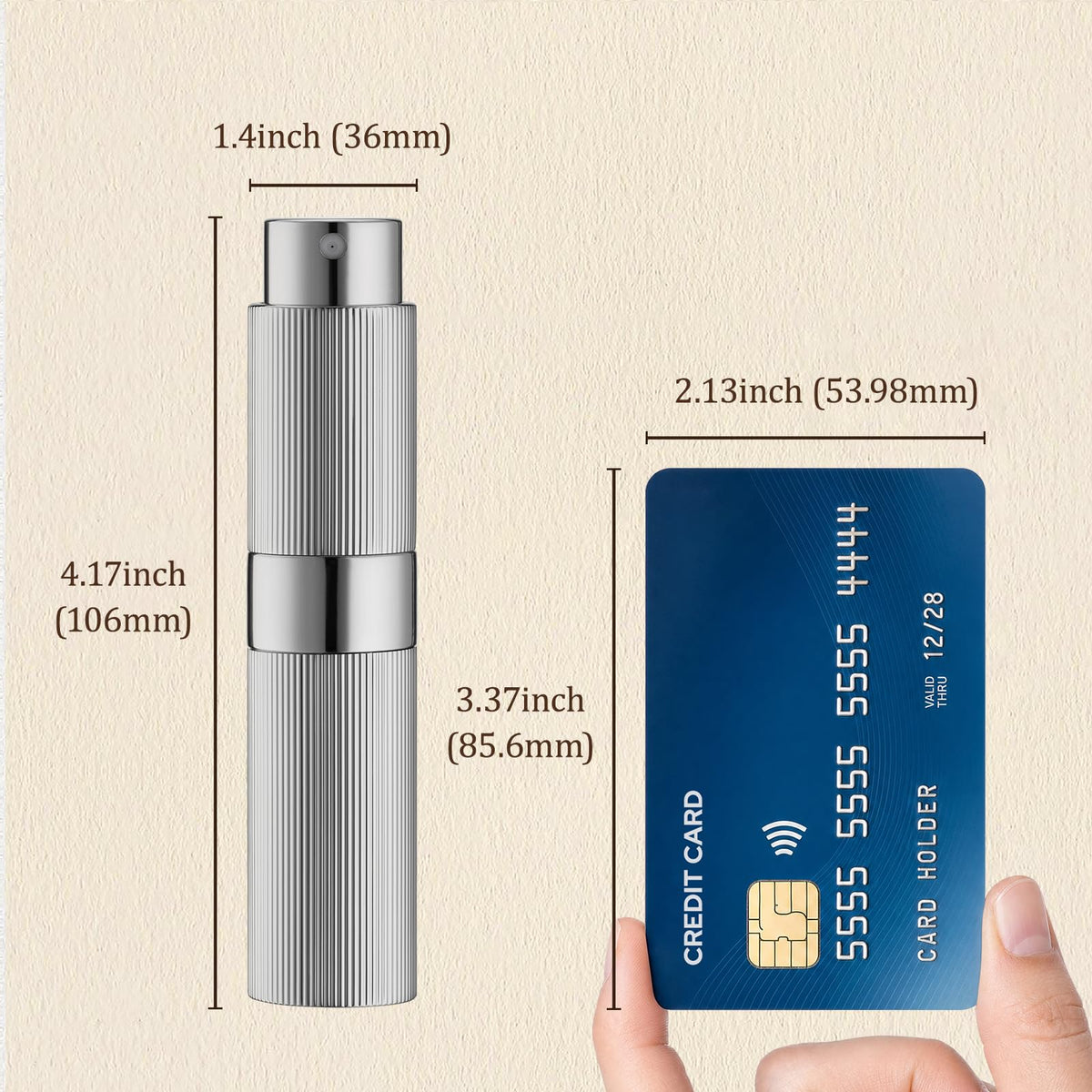 LISAPACK Botella atomizadora de perfume de 8 ml para viajes, dispensador de colonia vacía recargable (plata)