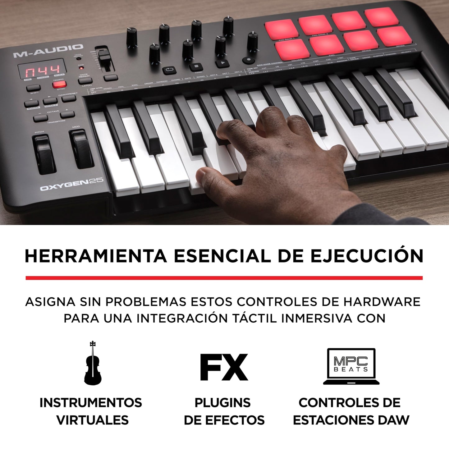 M-Audio Oxygen 25 V - Teclado controlador MIDI USB de 25 teclas con Beat Pads, modos Smart Chord y Scale, arpegiador y suite de software incluidos