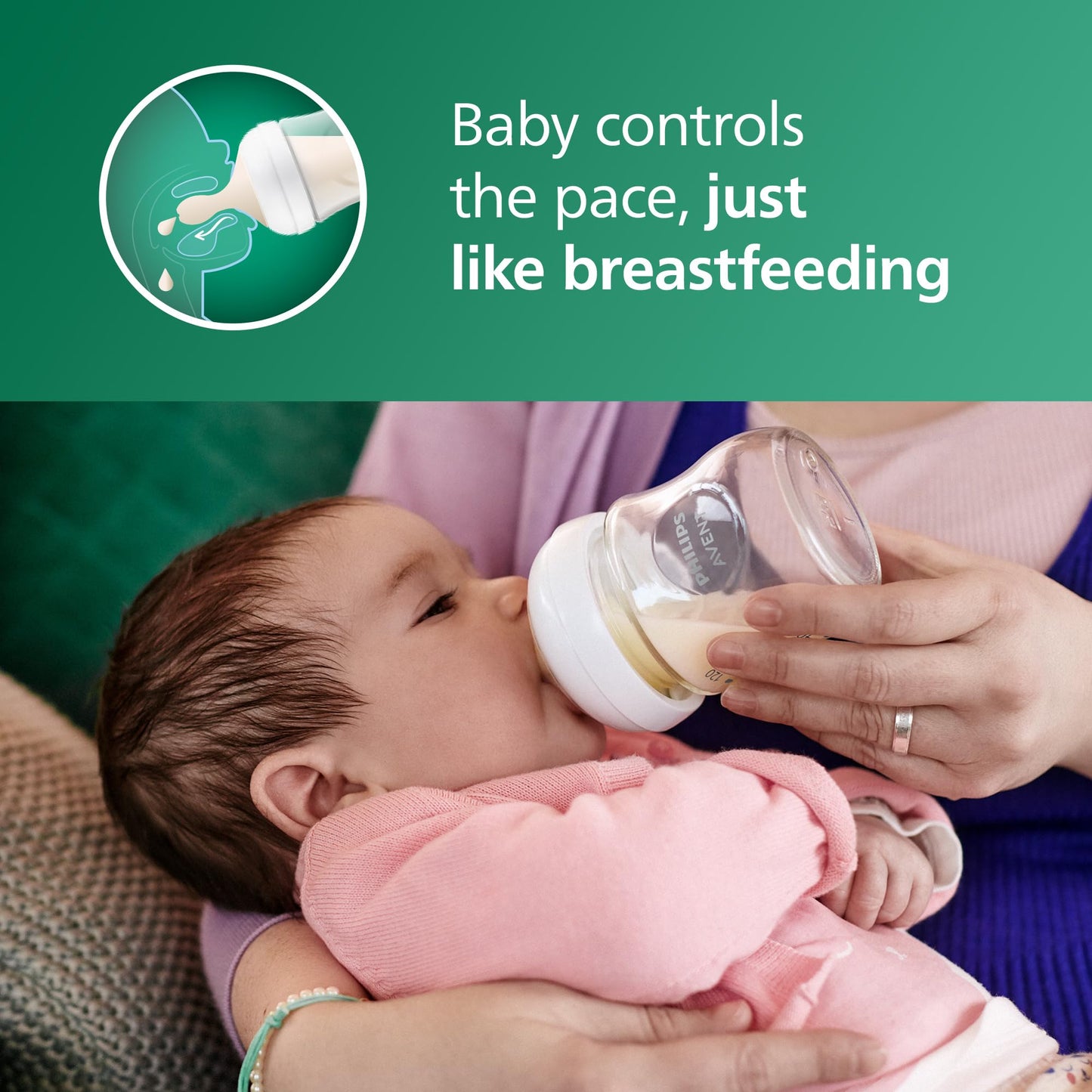 Biberón de Vidrio Natural Philips AVENT Transparente con Pezón de Respuesta Natural, Paquete de 4