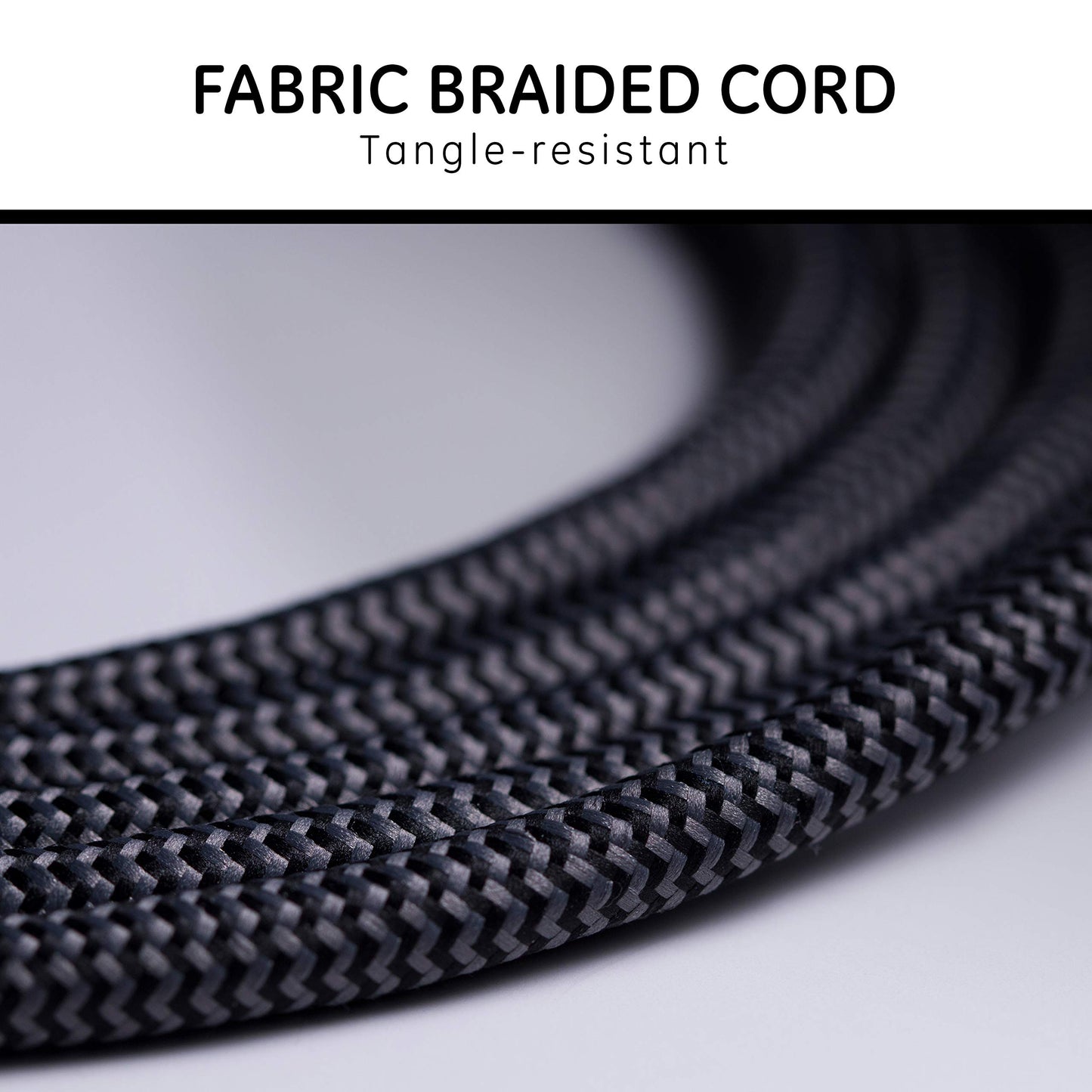 GE Pro Tira Multicontactos De 3 Salidas con Supresor de Picos, Enchufe Plano, Cable De Extensión Trenzado De 2.4 m (8 Pies) 250 Julios, Conectado a Tierra Certificacion UL Negro/Gris 2 Unidades, 53249