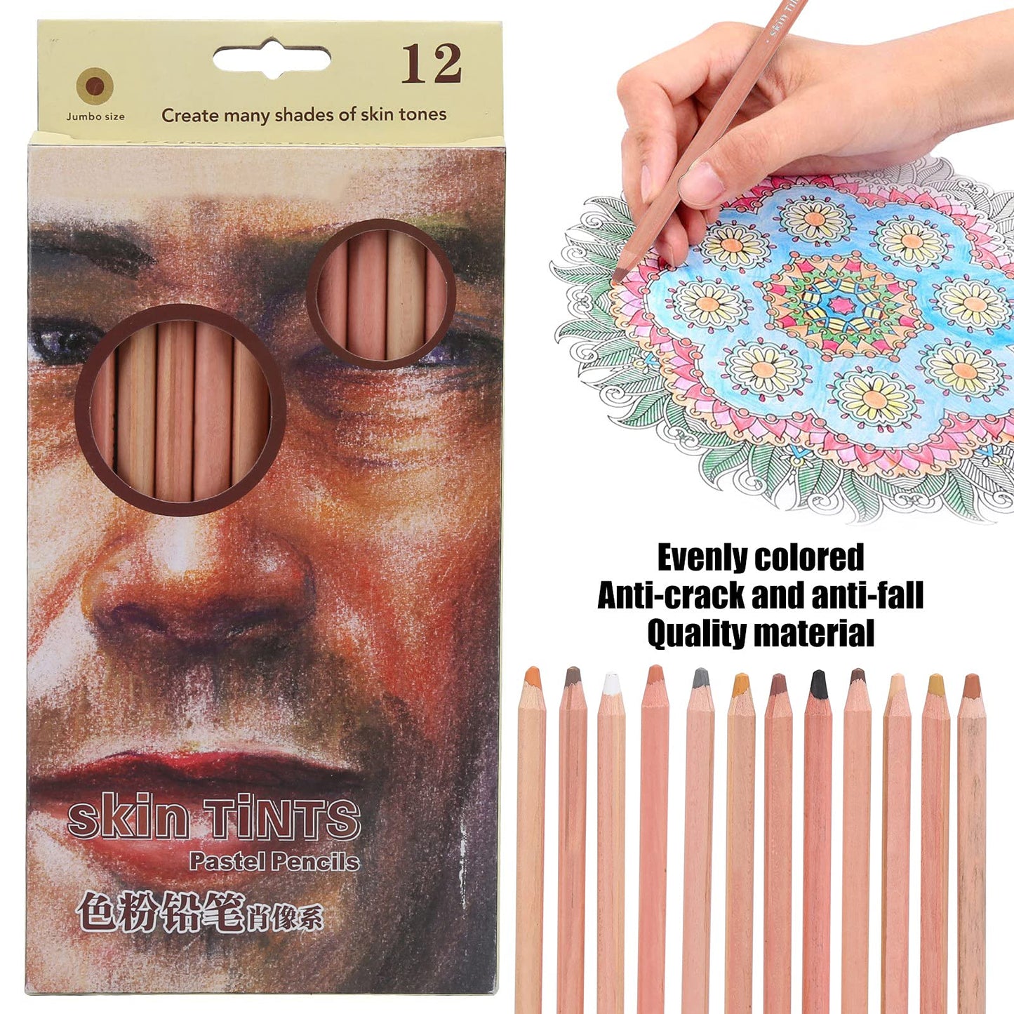 Juego de Lápices Pastel, Tóner de Carbón, Pintados a Mano, Herramienta de Retrato, Color de Piel