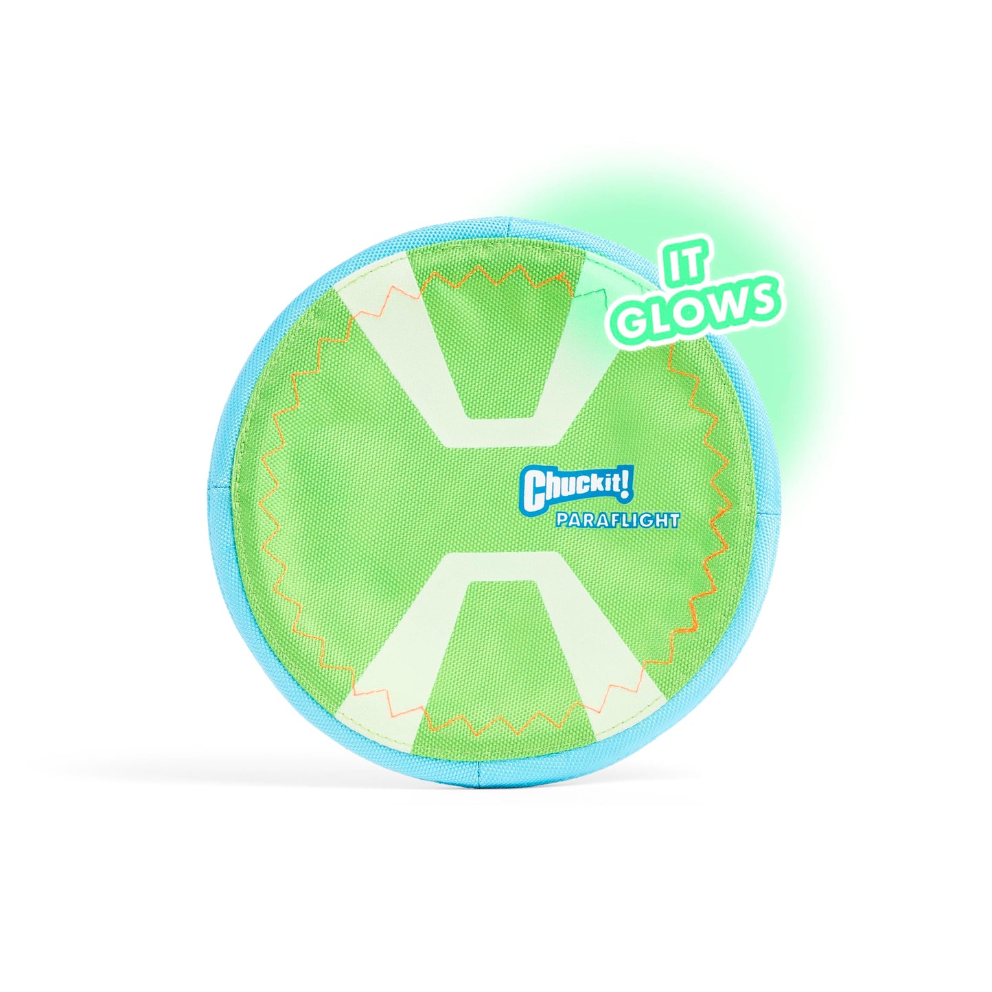 Chuckit! Paraflight Flyer - Juguete de Frisbee para Perro Flota en el Agua; Suave con los Dientes y Las encías del Perro; Brilla en la Oscuridad; Grande