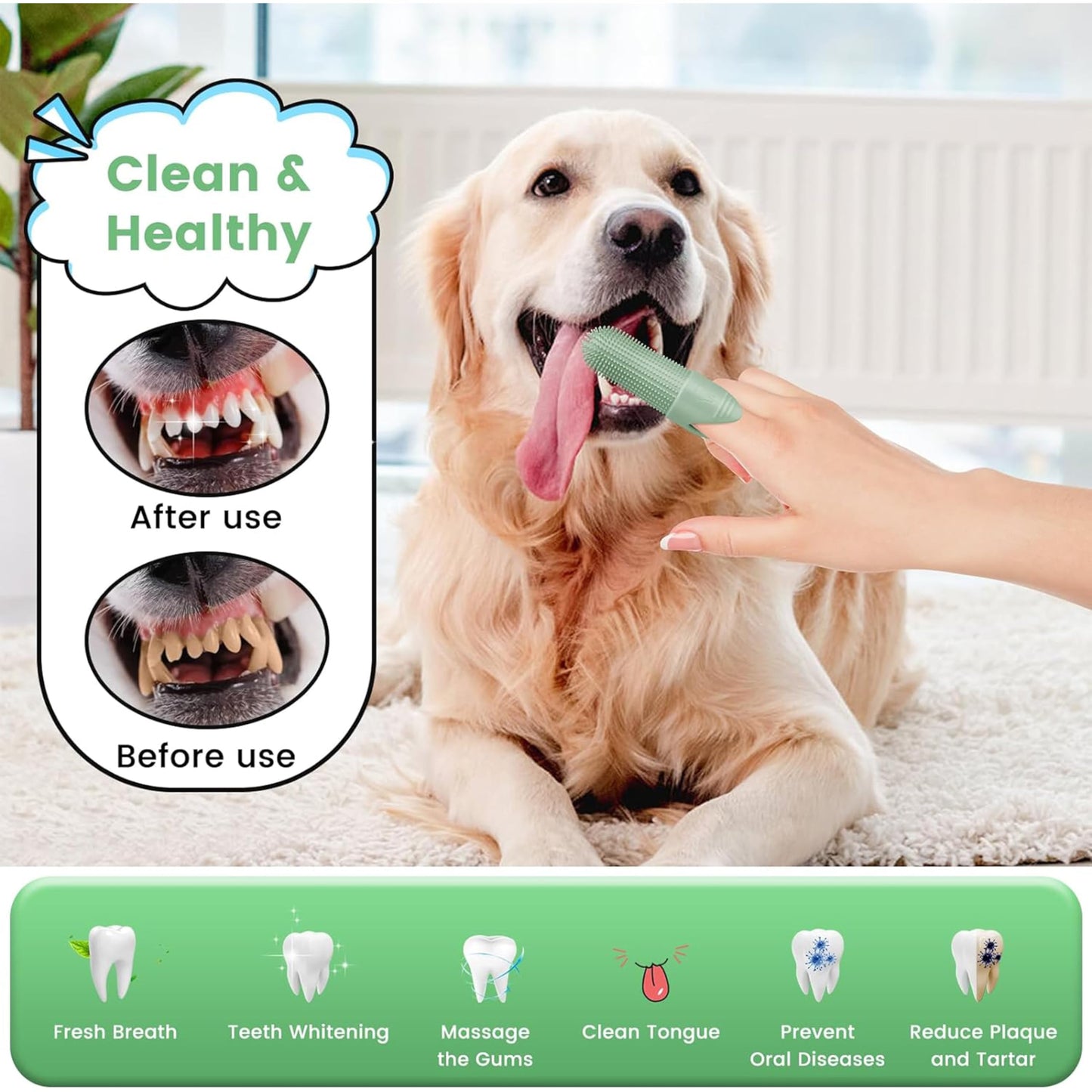 Kit Cepillos Dentales Mascotas - Pack 4 Unidades, Cerdas Suaves para Cuidado Bucal de Mascotas